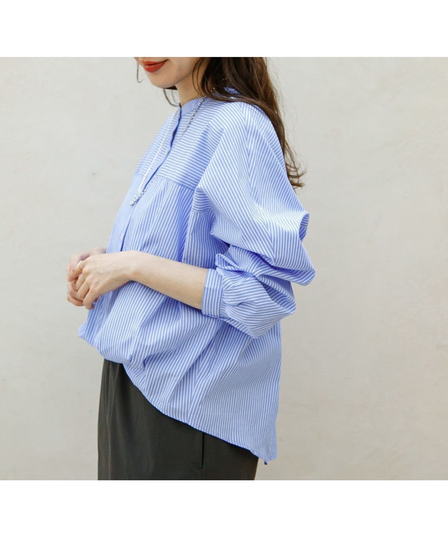 【サニーレーベル/Sonny Label / URBAN RESEARCH】の『WEB限定』フロントタックバンドカラーシャツ インテリア・キッズ・メンズ・レディースファッション・服の通販 founy(ファニー) 　ファッション　Fashion　レディースファッション　WOMEN　トップス・カットソー　Tops/Tshirt　シャツ/ブラウス　Shirts/Blouses　2025年　2025　冬　Winter　おすすめ　Recommend　バランス　Balance　ワイド　Wide　A/W・秋冬　Aw・Autumn/Winter・Fw・Fall-Winter　BLU×OFF|ID: prp329100004555211 ipo3291000000032194843
