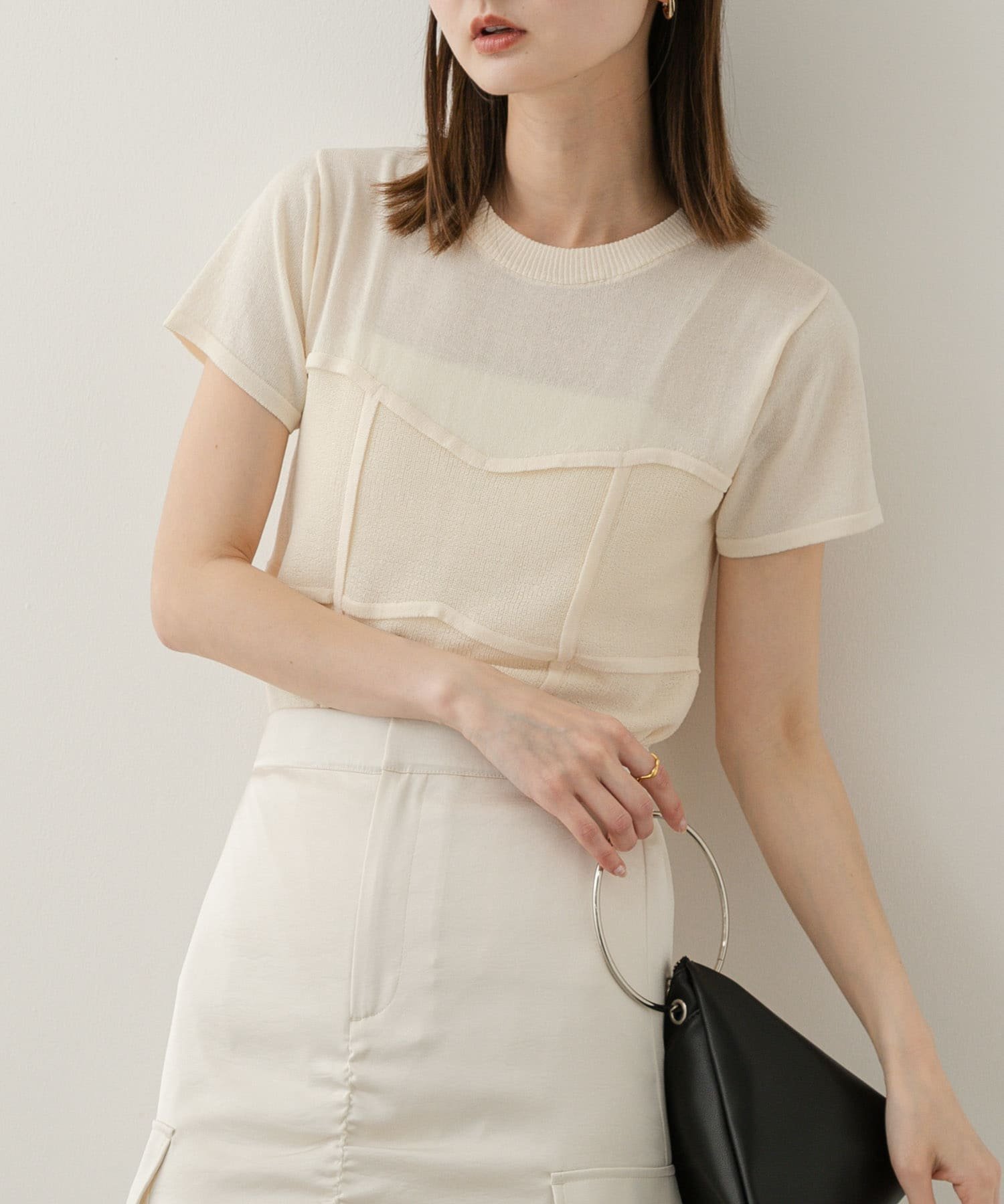 【センスオブプレイス/SENSE OF PLACE by URBAN RESEARCH】のビスチェデザインセーター(半袖) 人気、トレンドファッション・服の通販 founy(ファニー) 　ファッション　Fashion　レディースファッション　Fashion for Women　トップス・カットソー　Cut & Sew Tops　ビスチェ　Bustiers & Corset Tops / Layered Bustier Style　トレンド　Trend, Trending Now　ビスチェ　Bustier, Corset Top　ボトム　Bottoms, Lower Wear　半袖　Short Sleeve, Half Sleeve　 other-1|ID: prp329100004555315 ipo3291000000033556096