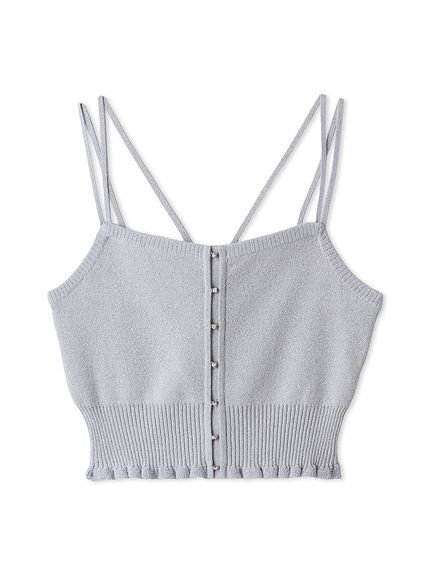 【スナイデル/SNIDEL】のビジューホックニットビスチェ インテリア・キッズ・メンズ・レディースファッション・服の通販 founy(ファニー) 　ファッション　Fashion　レディースファッション　WOMEN　トップス・カットソー　Tops/Tshirt　ニット　Knit Tops　ビスチェ　Bustier　おすすめ　Recommend　ウェーブ　Wave　エレガント 上品　Elegant　シルバー　Silver　ストレート　Straight　デコルテ　Decolletage　ビスチェ　Bustier　フェミニン　Feminine　フリル　Frills　フロント　Front　リボン　Ribbon　LBLU[081]|ID: prp329100004555321 ipo3291000000032195453