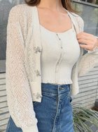 【スナイデル/SNIDEL】のビジューホックニットビスチェ 人気、トレンドファッション・服の通販 founy(ファニー) ファッション Fashion レディースファッション Fashion for Women トップス・カットソー Cut & Sew Tops ニット Knit Tops & Sweaters ビスチェ Bustiers & Corset Tops / Layered Bustier Style おすすめ Recommended / Our Picks ウェーブ Wavy Pattern エレガント 上品 Elegant シルバー Silver, Metallic Silver ストレート Straight, Straight Cut デコルテ Décolleté, Neckline ビスチェ Bustier, Corset Top フェミニン Feminine, Girly フリル Frill, Ruffle フロント Front, Front Design リボン Ribbon, Bow thumbnail IVR[003]|ID: prp329100004555321 ipo3291000000033163735
