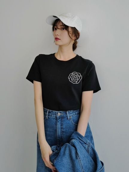 【スナイデル/SNIDEL】のORGANICSラインストーンTシャツ インテリア・キッズ・メンズ・レディースファッション・服の通販 founy(ファニー) 　ファッション　Fashion　レディースファッション　Ladies' Fashion Online　トップス・カットソー　Tops/Tshirt　シャツ/ブラウス　Shirts/Blouses　ロング / Tシャツ　T-Shirts　イエロー　Yellow　オーガニック　Organic　春　Spring　シルバー　Silver　シンプル　Simple　ジャケット　Jacket　ストレート　Straight　ストーン　Stone　トレンド　Trend　フィット　Fit　モチーフ　Motif　リボン　Ribbon　S/S・春夏　Ss・Spring/Summer　おすすめ　Recommend　夏　Summer　F[906]|ID: prp329100004555346 ipo3291000000032608906