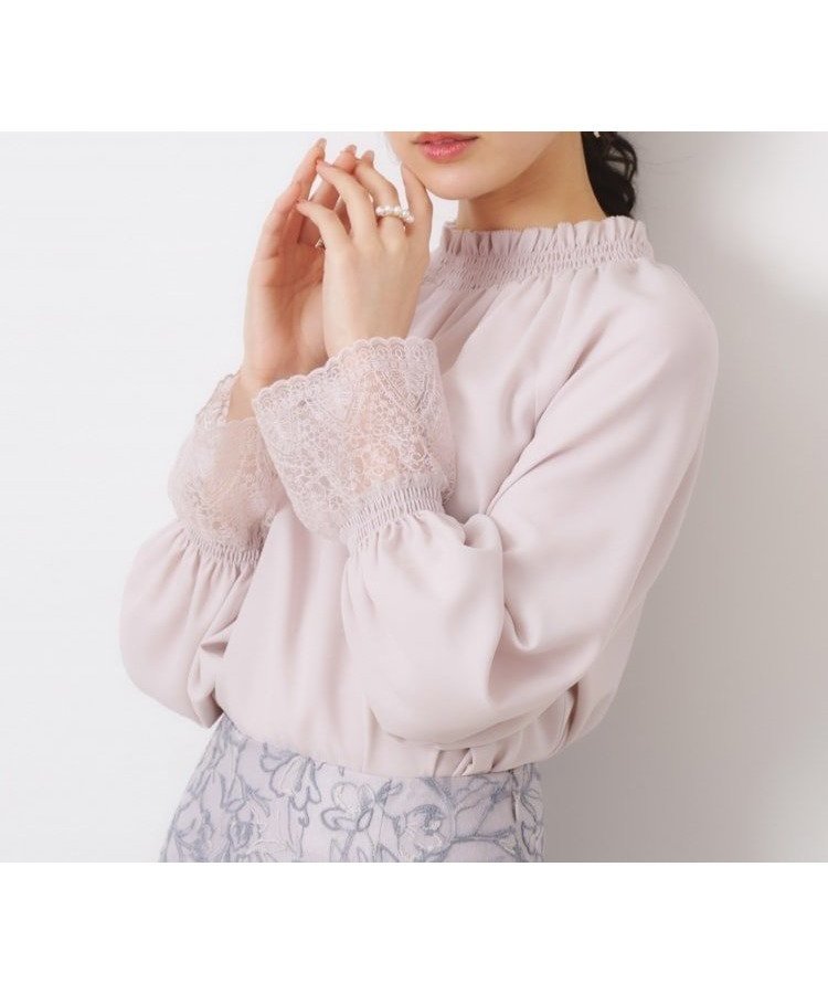 【クチュール ブローチ/Couture Brooch】の【大人可愛い・通勤】レースキャンディーシャーリングチュニック インテリア・キッズ・メンズ・レディースファッション・服の通販 founy(ファニー) 　ファッション　Fashion　レディースファッション　WOMEN　トップス・カットソー　Tops/Tshirt　カフス　Cuffs　シャーリング　Shirring　ジョーゼット　Georgette　リボン　Ribbon　レース　Race　羽織　Haori　ビジネス 仕事 通勤　Business　ライトグレー|ID: prp329100004555363 ipo3291000000032195669