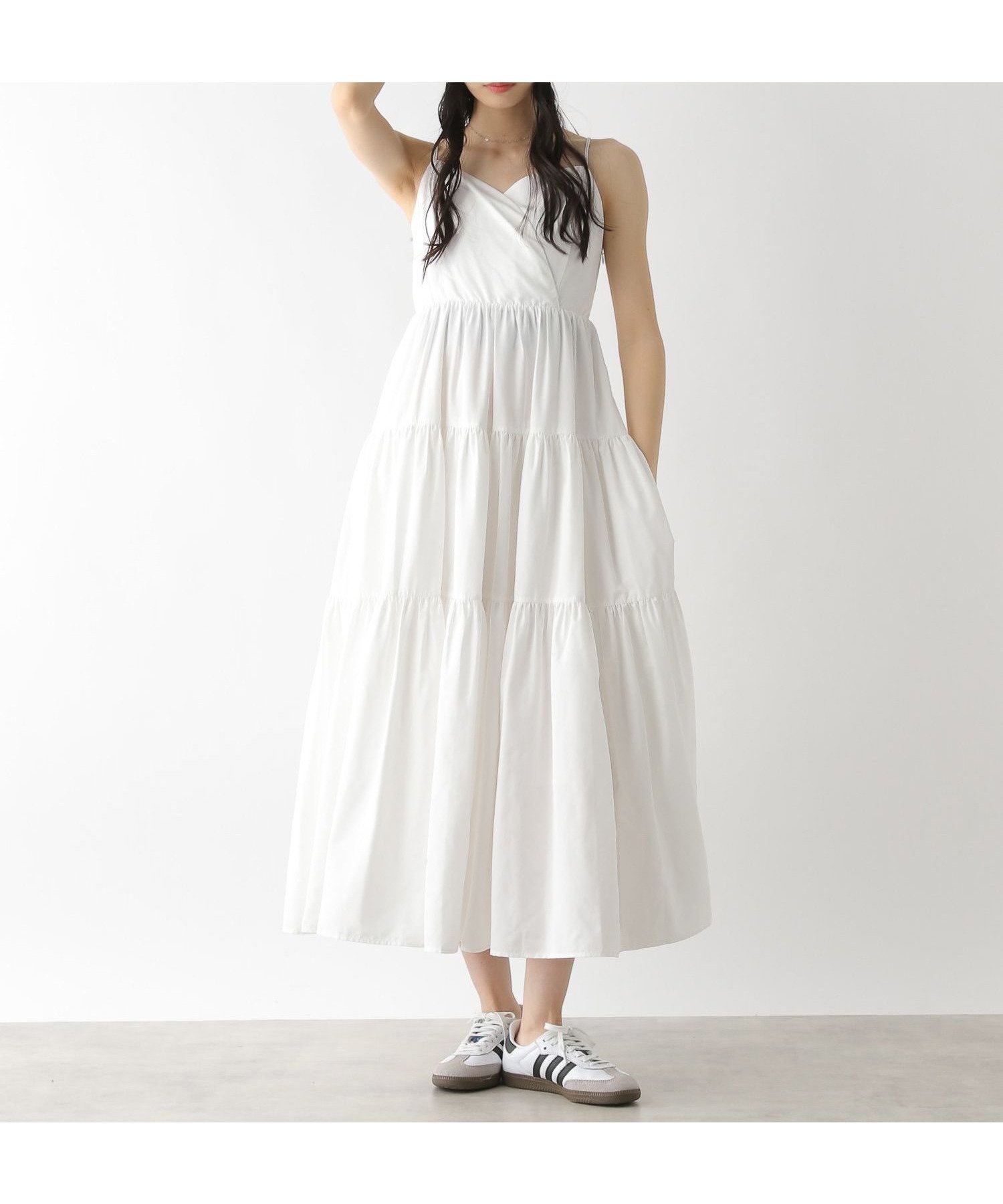 【ヘザー/Heather】のナイロンティアードキャミワンピース インテリア・キッズ・メンズ・レディースファッション・服の通販 founy(ファニー) 　ファッション　Fashion　レディースファッション　WOMEN　ワンピース　Dress　キャミワンピース　No Sleeve Dresses　キャップ　Cap　スニーカー　Sneakers　ダウン　Down　ドローコード　Draw Cord　フェミニン　Feminine　夏　Summer　オフホワイト|ID: prp329100004555777 ipo3291000000032198964