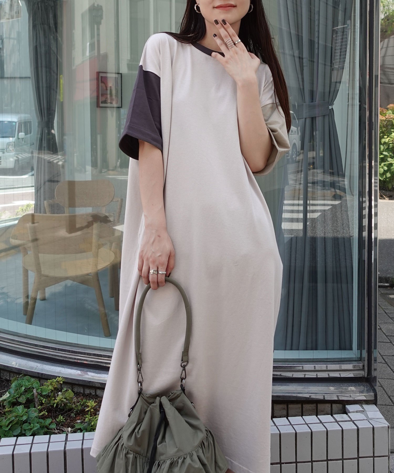 【コーナーズ/CORNERS】のUSAコットンビッグシルエットTシャツワンピース インテリア・キッズ・メンズ・レディースファッション・服の通販 founy(ファニー) 　ファッション　Fashion　レディースファッション　WOMEN　ワンピース　Dress　シャツワンピース　Shirt Dresses　ベージュ系その他|ID: prp329100004555795 ipo3291000000032519641