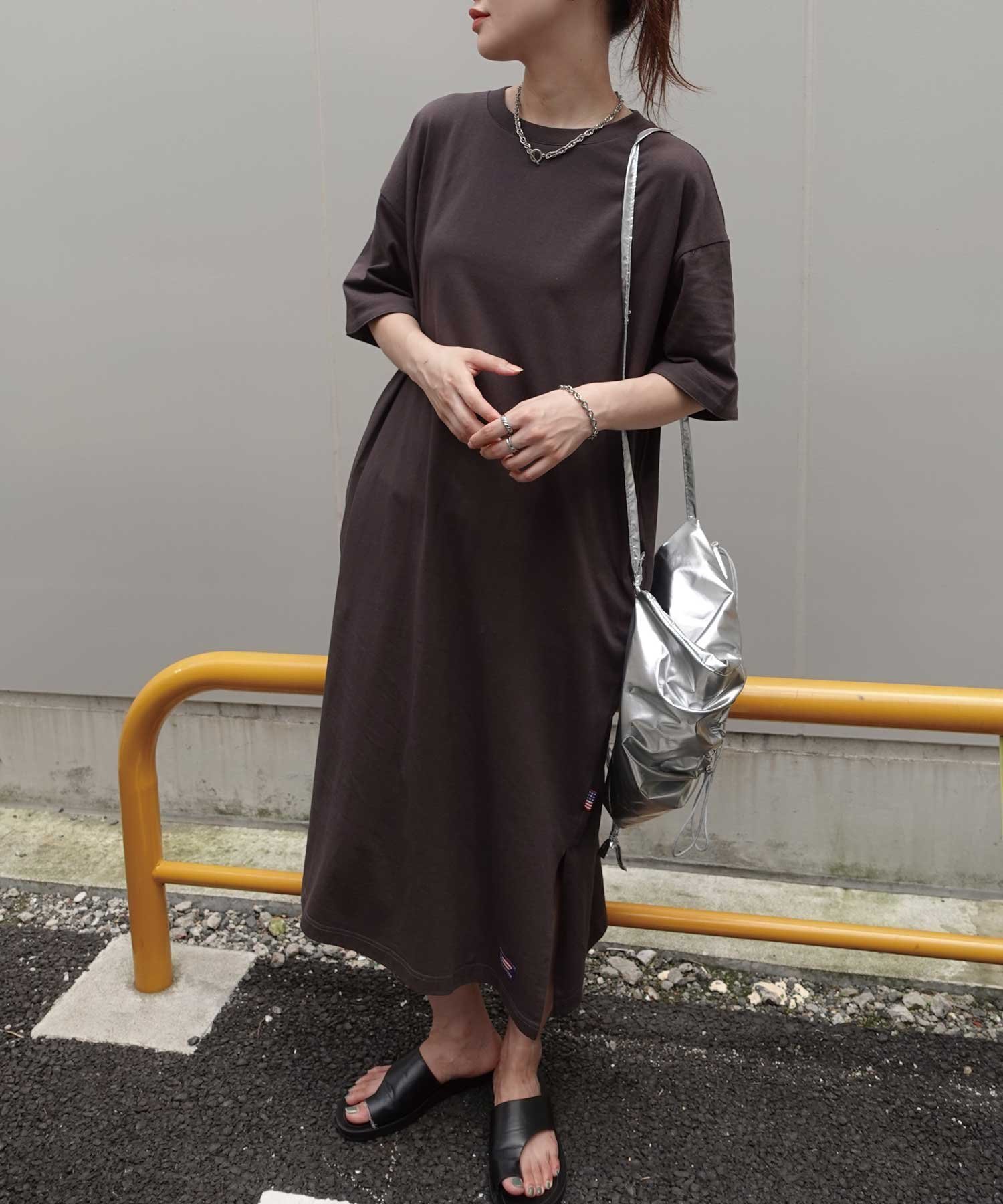 【コーナーズ/CORNERS】のUSAコットンビッグシルエットTシャツワンピース インテリア・キッズ・メンズ・レディースファッション・服の通販 founy(ファニー) 　ファッション　Fashion　レディースファッション　WOMEN　ワンピース　Dress　シャツワンピース　Shirt Dresses　チャコール|ID: prp329100004555795 ipo3291000000032519647