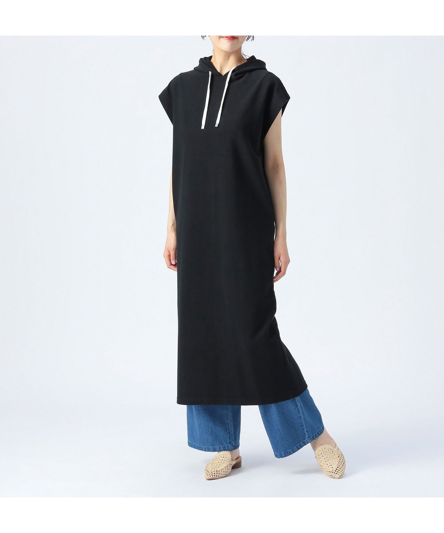 【ビームス ハート/BEAMS HEART】のフーディーカット ワンピース インテリア・キッズ・メンズ・レディースファッション・服の通販 founy(ファニー) 　ファッション　Fashion　レディースファッション　WOMEN　ワンピース　Dress　おすすめ　Recommend　カットソー　Cut And Sew　スタイリッシュ　Stylish　ストレート　Straight　スリット　Slit　ポケット　Pocket　エレガント 上品　Elegant　BLACK|ID: prp329100004555844 ipo3291000000032250323