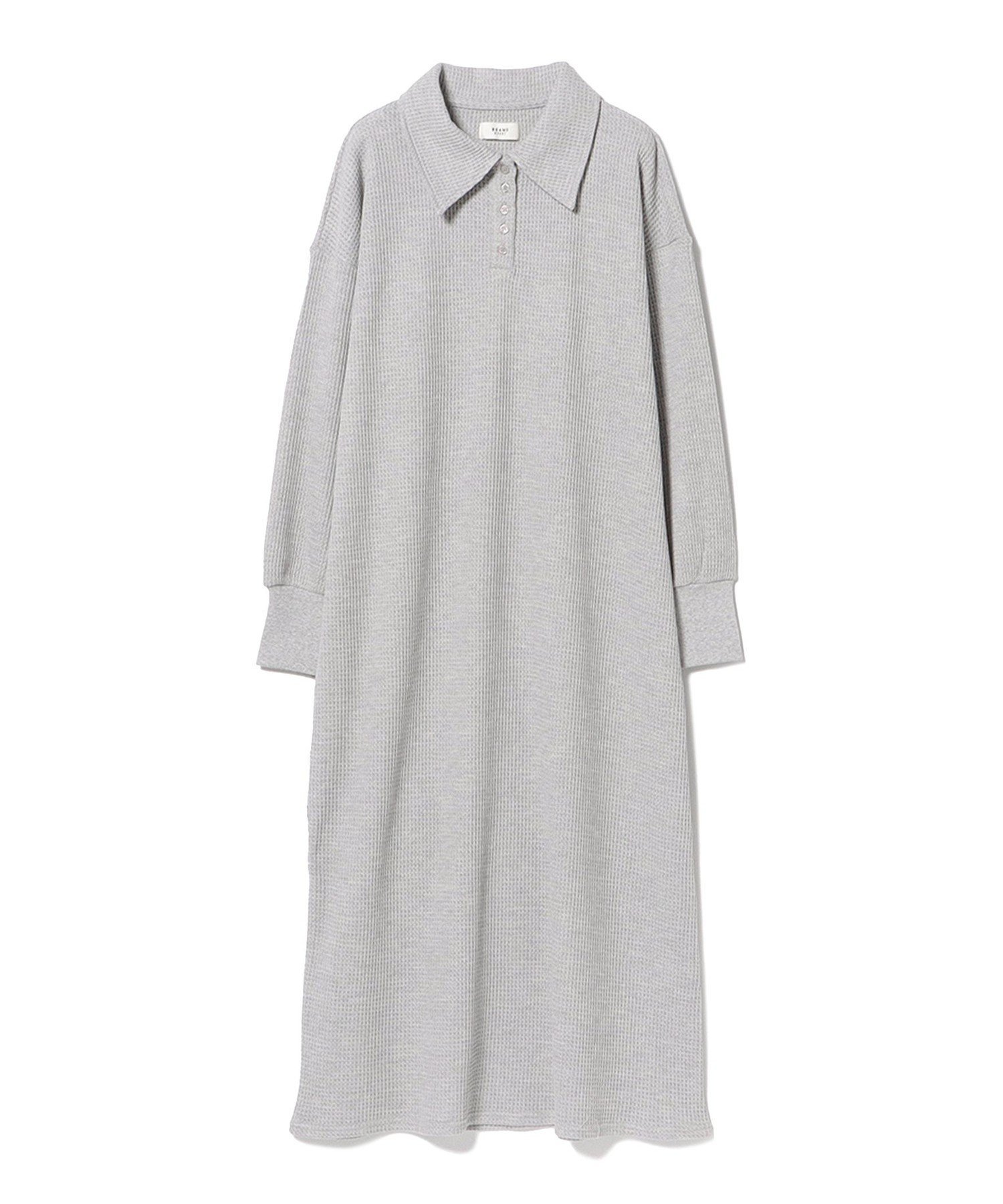 【ビームス ハート/BEAMS HEART】の【洗濯機洗い可】ワッフル ポロ ワンピース 25SS 長袖 インテリア・キッズ・メンズ・レディースファッション・服の通販 founy(ファニー) 　ファッション　Fashion　レディースファッション　WOMEN　ワンピース　Dress　2025年　2025　2025春夏・S/S　Ss,Spring/Summer,2025　おすすめ　Recommend　ショルダー　Shoulder　ドロップ　Drop　ロング　Long　ワッフル　Waffle　長袖　Long Sleeve　LIGHT GREY|ID: prp329100004555892 ipo3291000000032250912