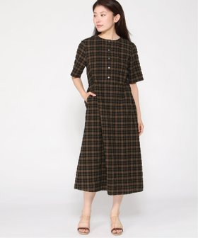 【クロコダイル/CROCODILE】のサッカー タックデザイン ワンピース 人気、トレンドファッション・服の通販 founy(ファニー) ファッション Fashion レディースファッション WOMEN ワンピース Dress サッカー Soccer チェック Check 半袖 Short Sleeve |ID:prp329100004555896