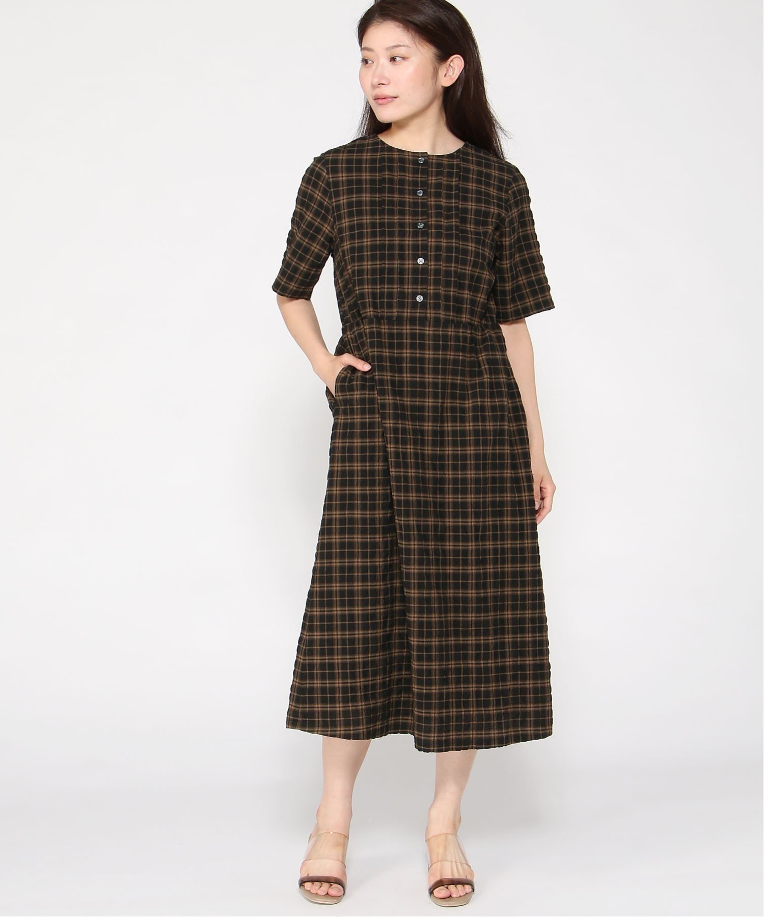 【クロコダイル/CROCODILE】のサッカー タックデザイン ワンピース 人気、トレンドファッション・服の通販 founy(ファニー) 　ファッション　Fashion　レディースファッション　WOMEN　ワンピース　Dress　サッカー　Soccer　チェック　Check　半袖　Short Sleeve　 other-1|ID: prp329100004555896 ipo3291000000032250955