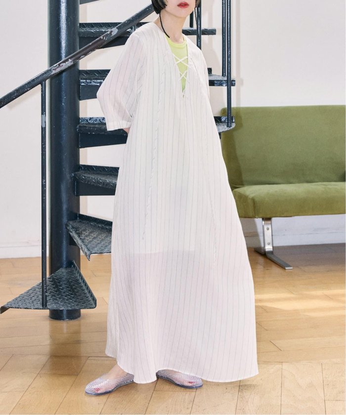 【シティーショップ/CITYSHOP】のLACE UP LINEN DRESS ワンピース インテリア・キッズ・メンズ・レディースファッション・服の通販 founy(ファニー) https://founy.com/ ファッション Fashion レディースファッション Fashion for Women ワンピース Dresses フォーマル・パーティードレス・結婚式用ドレス Elegant & Casual Dresses 2025年 2025 2025春夏・S/S Spring/Summer 2025 SS25 シンプル Simple, Minimal ストライプ Stripe, Striped Pattern ドレス Dress, One-Piece レース Lace, Lace Fabric 夏 Summer |ID: prp329100004555900 ipo3291000000032721798