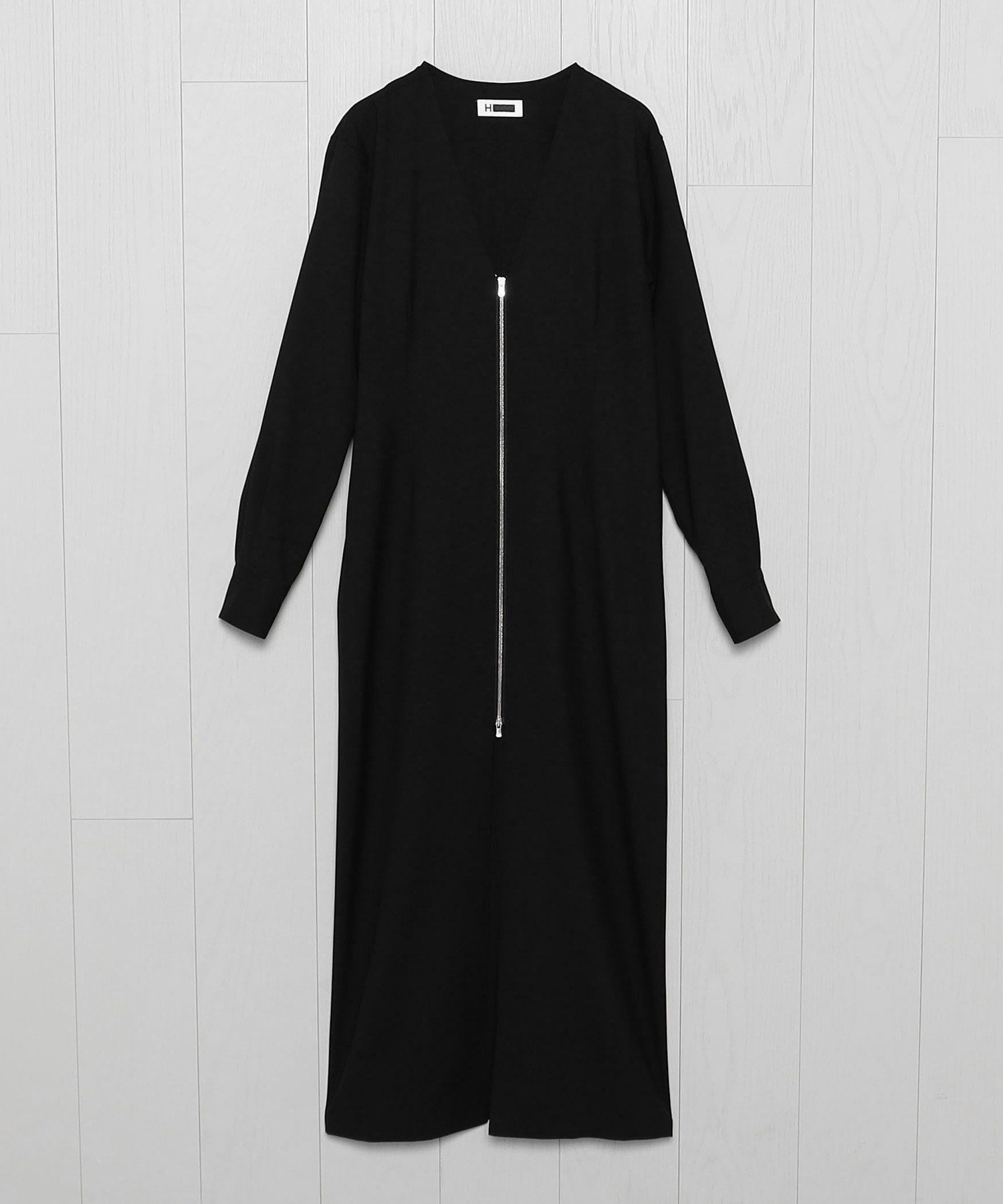 【その他のブランド/Other】のH トロピカルクロス ジップマキシワンピース インテリア・キッズ・メンズ・レディースファッション・服の通販 founy(ファニー) 　ファッション　Fashion　レディースファッション　WOMEN　ワンピース　Dress　マキシワンピース　Maxi Dress　インナー　Inner　スリット　Slit　タートルネック　Turtleneck　デニム　Denim　ドレープ　Drape　フロント　Front　マキシ　Maxi　レギンス　Leggings　羽織　Haori　BLACK|ID: prp329100004555916 ipo3291000000032249883