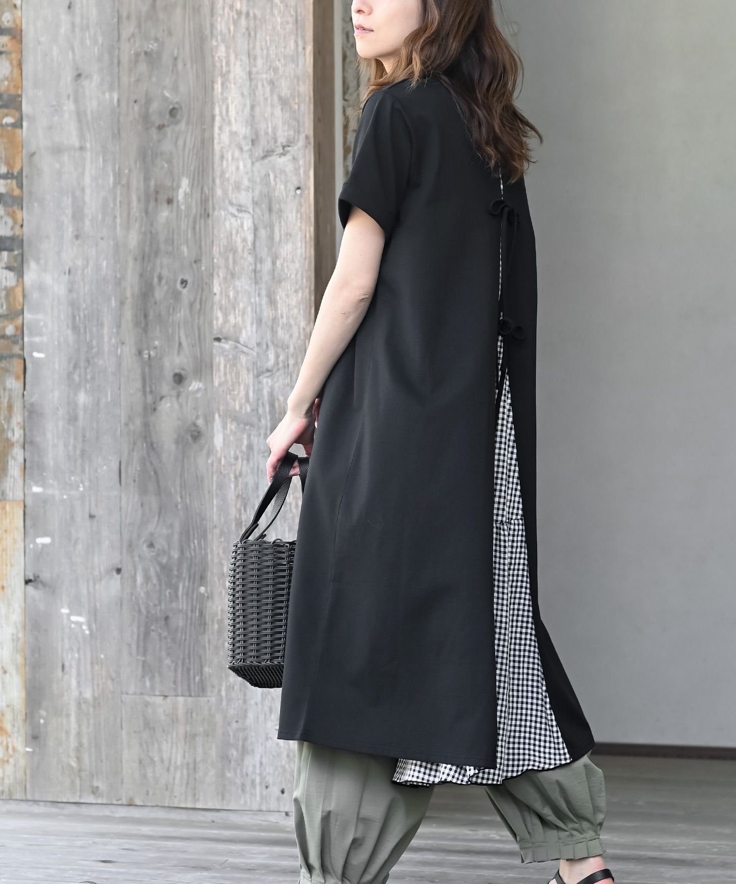 【アールピーエス/rps】のBACKシャンワンピース インテリア・キッズ・メンズ・レディースファッション・服の通販 founy(ファニー) 　ファッション　Fashion　レディースファッション　Fashion for Women　ワンピース　Dresses　カットソー　Cut and Sewn Top　ガーリー　Girly, Feminine Style　ギャザー　Gathered, Ruffled　ストライプ　Stripe, Striped Pattern　チェック　Check, Plaid, Tartan　ポケット　Pocket, Pocket Detail　ミックス　Mix, Mixed Style　リボン　Ribbon, Bow　ブラック|ID: prp329100004555942 ipo3291000000033176018