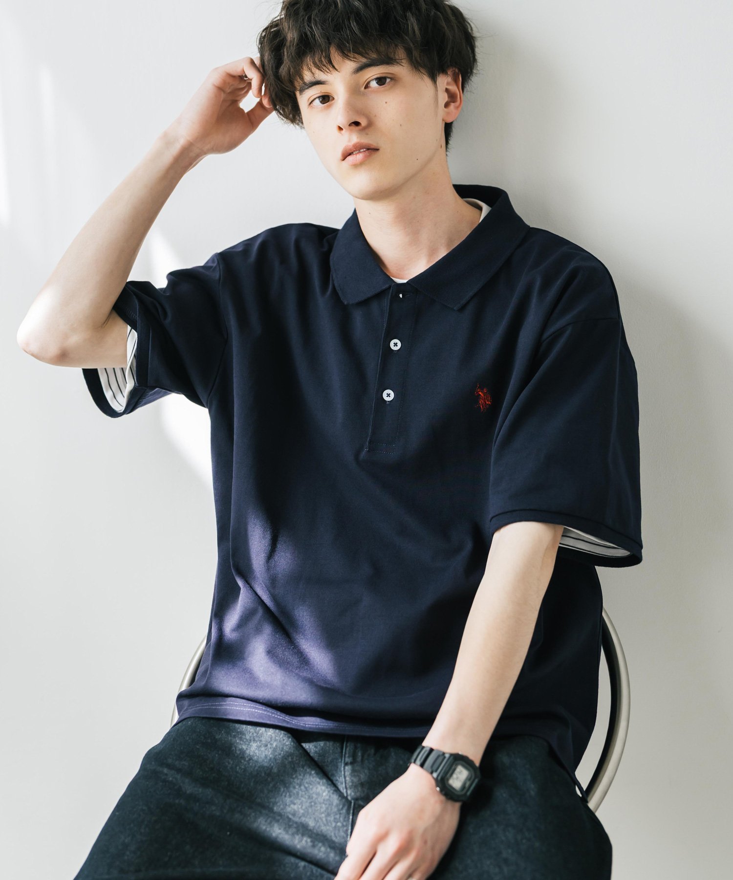 【ロッキーモンロー/Rocky Monroe】のU.S. POLO ASSN. 別注コラボワンポイントロゴ刺繍天竺ポロシャツ インテリア・キッズ・メンズ・レディースファッション・服の通販 founy(ファニー) 　ファッション　Fashion　レディースファッション　WOMEN　トップス・カットソー　Tops/Tshirt　シャツ/ブラウス　Shirts/Blouses　ポロシャツ　Polo Shirts　シンプル　Simple　スポーツ　Sports　スリット　Slit　バランス　Balance　ポロシャツ　Polo Shirt　別注　Special Order　メンズ　Mens　リラックス　Relax　ワイド　Wide　再入荷　Restock/Back In Stock/Re Arrival　おすすめ　Recommend　ネイビー|ID: prp329100004555945 ipo3291000000032200292