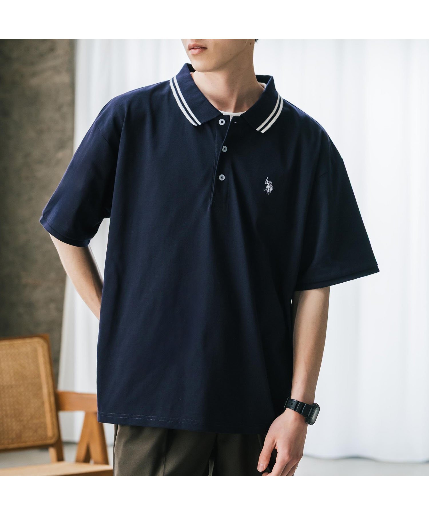 【ロッキーモンロー/Rocky Monroe】のU.S. POLO ASSN. 別注コラボワンポイントロゴ刺繍天竺ポロシャツ インテリア・キッズ・メンズ・レディースファッション・服の通販 founy(ファニー) 　ファッション　Fashion　レディースファッション　WOMEN　トップス・カットソー　Tops/Tshirt　シャツ/ブラウス　Shirts/Blouses　ポロシャツ　Polo Shirts　シンプル　Simple　スポーツ　Sports　スリット　Slit　バランス　Balance　ポロシャツ　Polo Shirt　別注　Special Order　メンズ　Mens　リラックス　Relax　ワイド　Wide　再入荷　Restock/Back In Stock/Re Arrival　おすすめ　Recommend　ネイビー×ホワイト|ID: prp329100004555945 ipo3291000000032200295