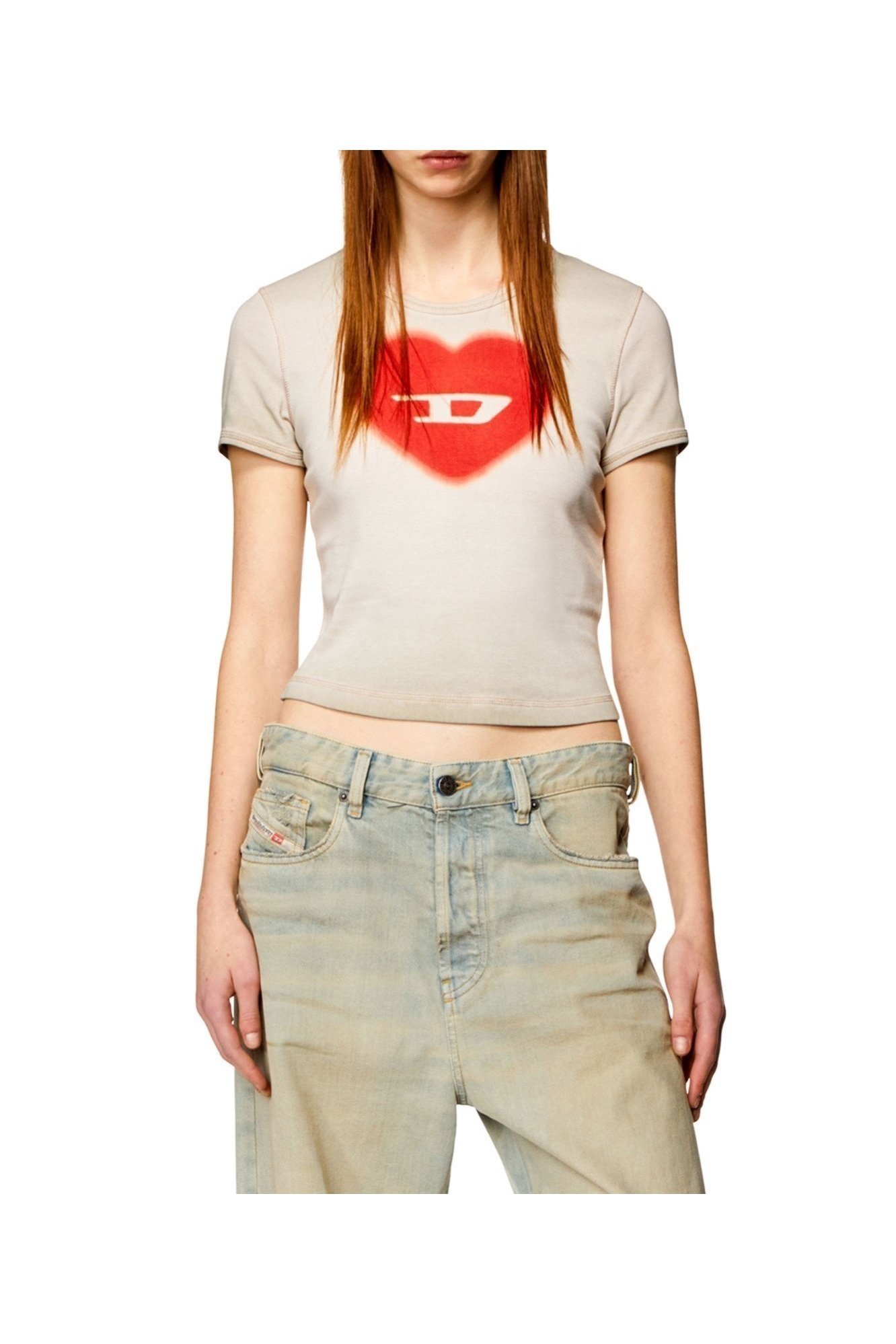 【ディーゼル/DIESEL】のレディース Tシャツ T-ELE インテリア・キッズ・メンズ・レディースファッション・服の通販 founy(ファニー) 　ファッション　Fashion　レディースファッション　Fashion for Women　トップス・カットソー　Cut & Sew Tops　シャツ・ブラウス・オフィスカジュアル　Elegant Blouses & Button-Ups　ロングTシャツ・Tシャツ　Longline T-Shirts & Tees　コンパクト　Compact, Small Size　ドレス　Dress, One-Piece　プリント　Print, Printed Pattern　ワーク　Workwear, Utility Style　ベージュ|ID: prp329100004556112 ipo3291000000032741683