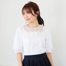 【ローズティアラ/Rose Tiara】のドットチュールカットソー 人気、トレンドファッション・服の通販 founy(ファニー) ファッション Fashion レディースファッション Fashion for Women トップス・カットソー Cut & Sew Tops カットソー・ベーシックTシャツ Cut-and-Sewn Tops / Stretch Tees & Basics インド Indian Textile オレンジ Orange カットソー Cut and Sewn Top シルケット Silket, Silky Cotton フラワー Flower, Floral モチーフ Motif, Design Theme エレガント 上品 Elegant 人気 Popular, Best Seller 夏 Summer 定番 Standard, Basic Item |ID:prp329100004556119