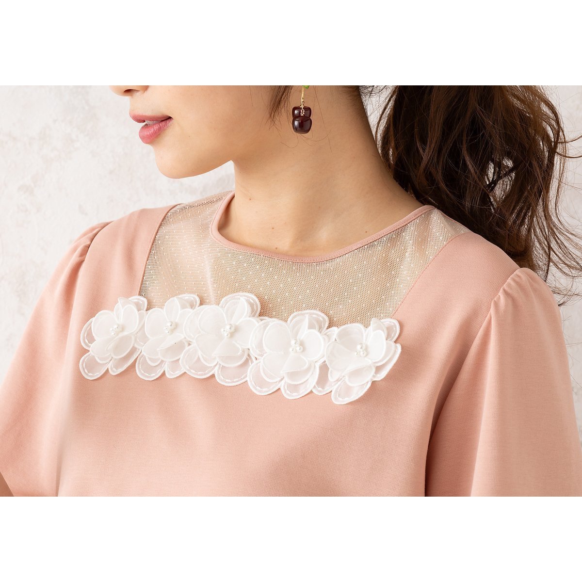 【ローズティアラ/Rose Tiara】のドットチュールカットソー インテリア・キッズ・メンズ・レディースファッション・服の通販 founy(ファニー) 　ファッション　Fashion　レディースファッション　Fashion for Women　トップス・カットソー　Cut & Sew Tops　カットソー・ベーシックTシャツ　Cut-and-Sewn Tops / Stretch Tees & Basics　インド　Indian Textile　オレンジ　Orange　カットソー　Cut and Sewn Top　シルケット　Silket, Silky Cotton　フラワー　Flower, Floral　モチーフ　Motif, Design Theme　エレガント 上品　Elegant　人気　Popular, Best Seller　夏　Summer　定番　Standard, Basic Item　オレンジ|ID: prp329100004556119 ipo3291000000032723543