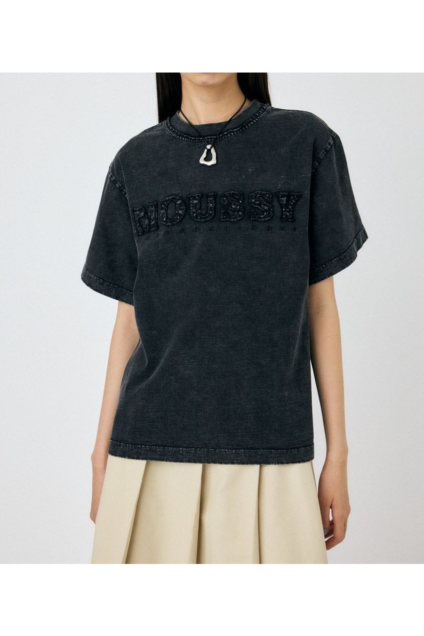 【マウジー/moussy】のWASHED PATCH MOUSSY Tシャツ インテリア・キッズ・メンズ・レディースファッション・服の通販 founy(ファニー) 　ファッション　Fashion　レディースファッション　WOMEN　トップス・カットソー　Tops/Tshirt　シャツ/ブラウス　Shirts/Blouses　ロング / Tシャツ　T-Shirts　おすすめ　Recommend　シンプル　Simple　ダメージ　Damage　L/BLK1|ID: prp329100004556187 ipo3291000000032319489