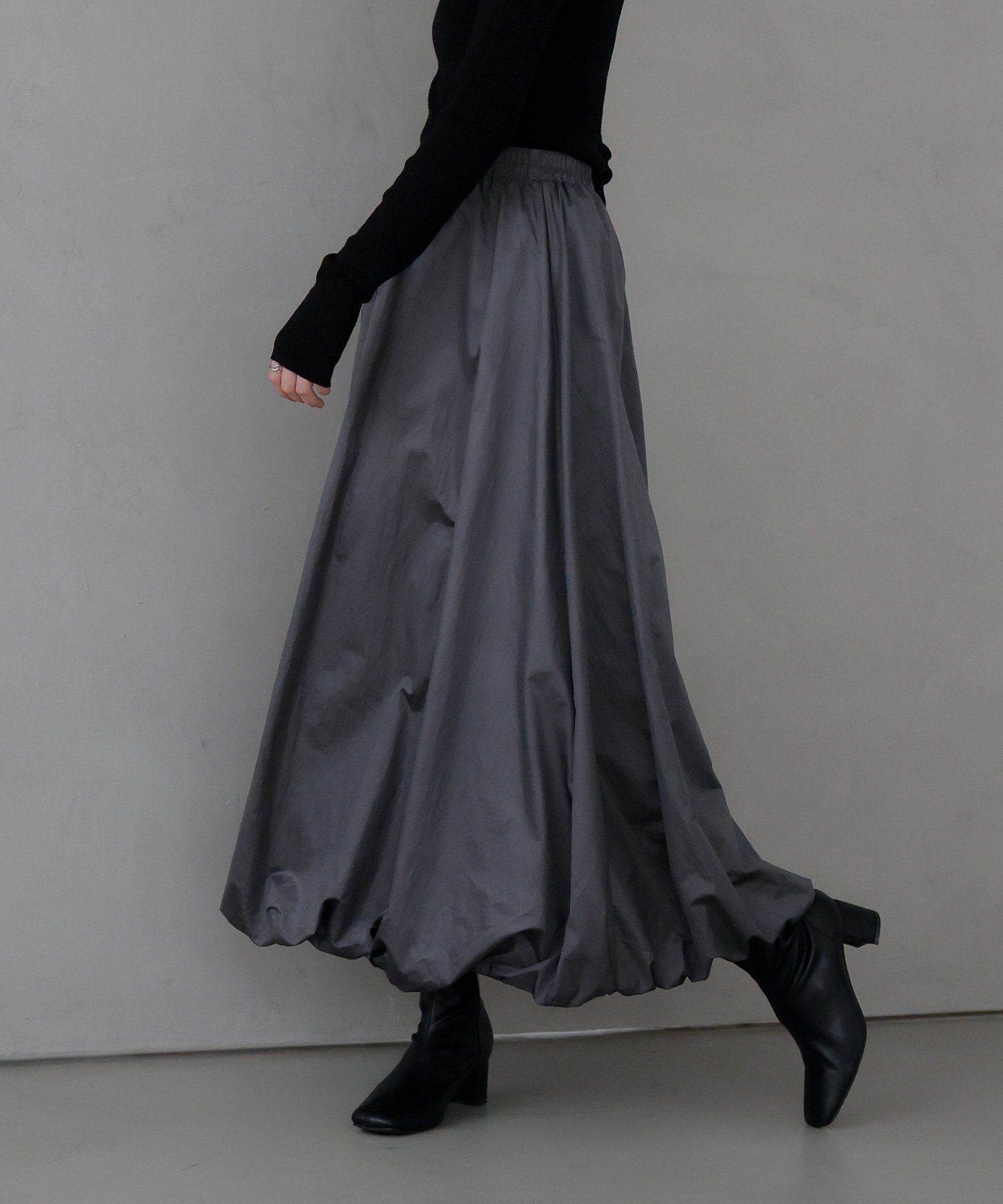【リアン/Lian】のバルーンロングスカート インテリア・キッズ・メンズ・レディースファッション・服の通販 founy(ファニー) 　ファッション　Fashion　レディースファッション　WOMEN　スカート　Skirt　ロングスカート　Long Skirt　トレンド　Trend　チャコールグレー|ID: prp329100004556234 ipo3291000000032203223