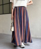 【シェトワ/Chez toi】のマルチストライプ柄フレアスカート ブルー|ID: prp329100004556237 ipo3291000000032726000