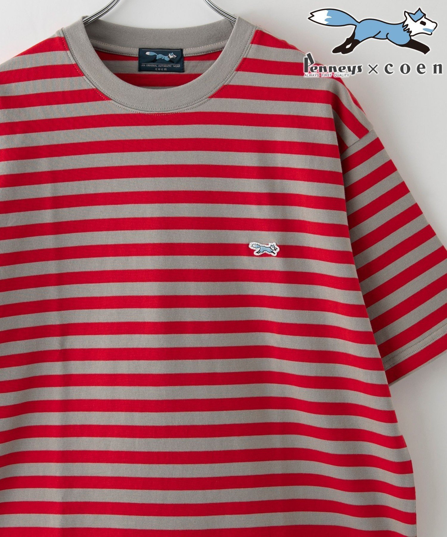 【コーエン/COEN】のPenneys(ぺニーズ)別注ワンポイントボーダーTシャツ インテリア・キッズ・メンズ・レディースファッション・服の通販 founy(ファニー) 　ファッション　Fashion　レディースファッション　WOMEN　トップス・カットソー　Tops/Tshirt　シャツ/ブラウス　Shirts/Blouses　ロング / Tシャツ　T-Shirts　コレクション　Collection　シンプル　Simple　スタイリッシュ　Stylish　フォックス　Fox　ボーダー　Border　別注　Special Order　リラックス　Relax　ワンポイント　One Point　おすすめ　Recommend　BEIGE|ID: prp329100004556248 ipo3291000000032383231