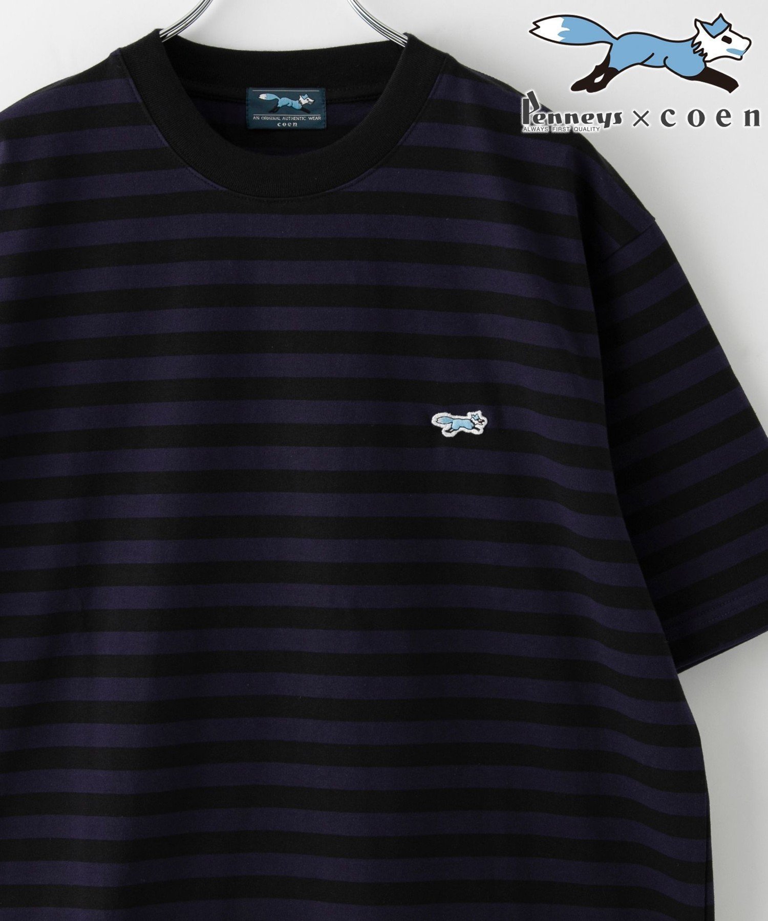 【コーエン/COEN】のPenneys(ぺニーズ)別注ワンポイントボーダーTシャツ インテリア・キッズ・メンズ・レディースファッション・服の通販 founy(ファニー) 　ファッション　Fashion　レディースファッション　WOMEN　トップス・カットソー　Tops/Tshirt　シャツ/ブラウス　Shirts/Blouses　ロング / Tシャツ　T-Shirts　コレクション　Collection　シンプル　Simple　スタイリッシュ　Stylish　フォックス　Fox　ボーダー　Border　別注　Special Order　リラックス　Relax　ワンポイント　One Point　おすすめ　Recommend　NAVY|ID: prp329100004556248 ipo3291000000032383233