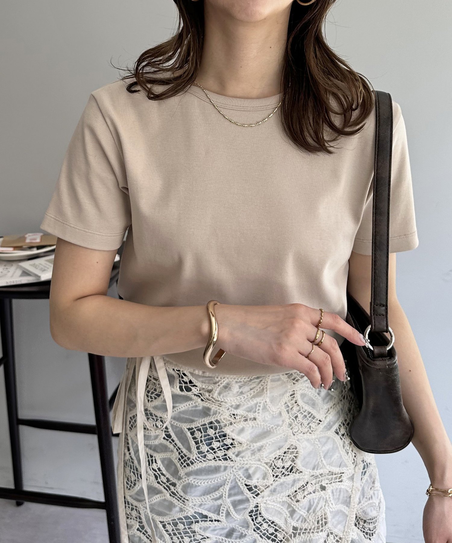 【ディスコート/Discoat】のコンパクトTシャツ インテリア・キッズ・メンズ・レディースファッション・服の通販 founy(ファニー) 　ファッション　Fashion　レディースファッション　WOMEN　トップス・カットソー　Tops/Tshirt　シャツ/ブラウス　Shirts/Blouses　ロング / Tシャツ　T-Shirts　コンパクト　Compact　シンプル　Simple　ストレッチ　Stretch　フィット　Fit　エレガント 上品　Elegant　ベージュ|ID: prp329100004556372 ipo3291000000032293882