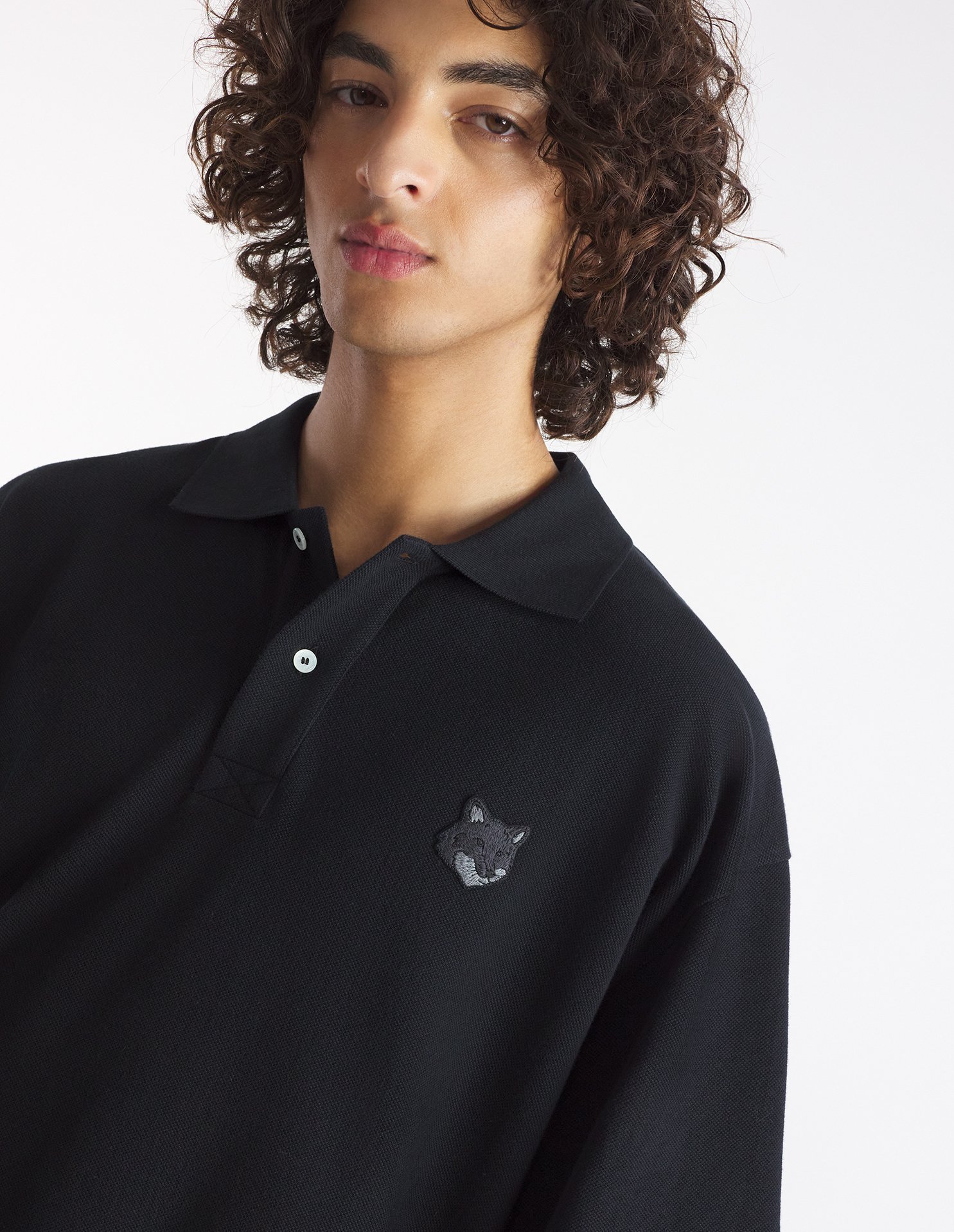 【メゾン キツネ/MAISON KITSUNE / MEN】のMaison Kitsune/BOLD FOX HEAD PATCH OVERSIZE POLO インテリア・キッズ・メンズ・レディースファッション・服の通販 founy(ファニー) 　ファッション　Fashion　メンズファッション　Fashion for Men　冬　Winter / This Winter　パッチ　Patch, Appliqué　半袖　Short Sleeve, Half Sleeve　無地　Plain, Solid Color　A/W・秋冬　Autumn/Winter　BLACK|ID: prp329100004556392 ipo3291000000032673161