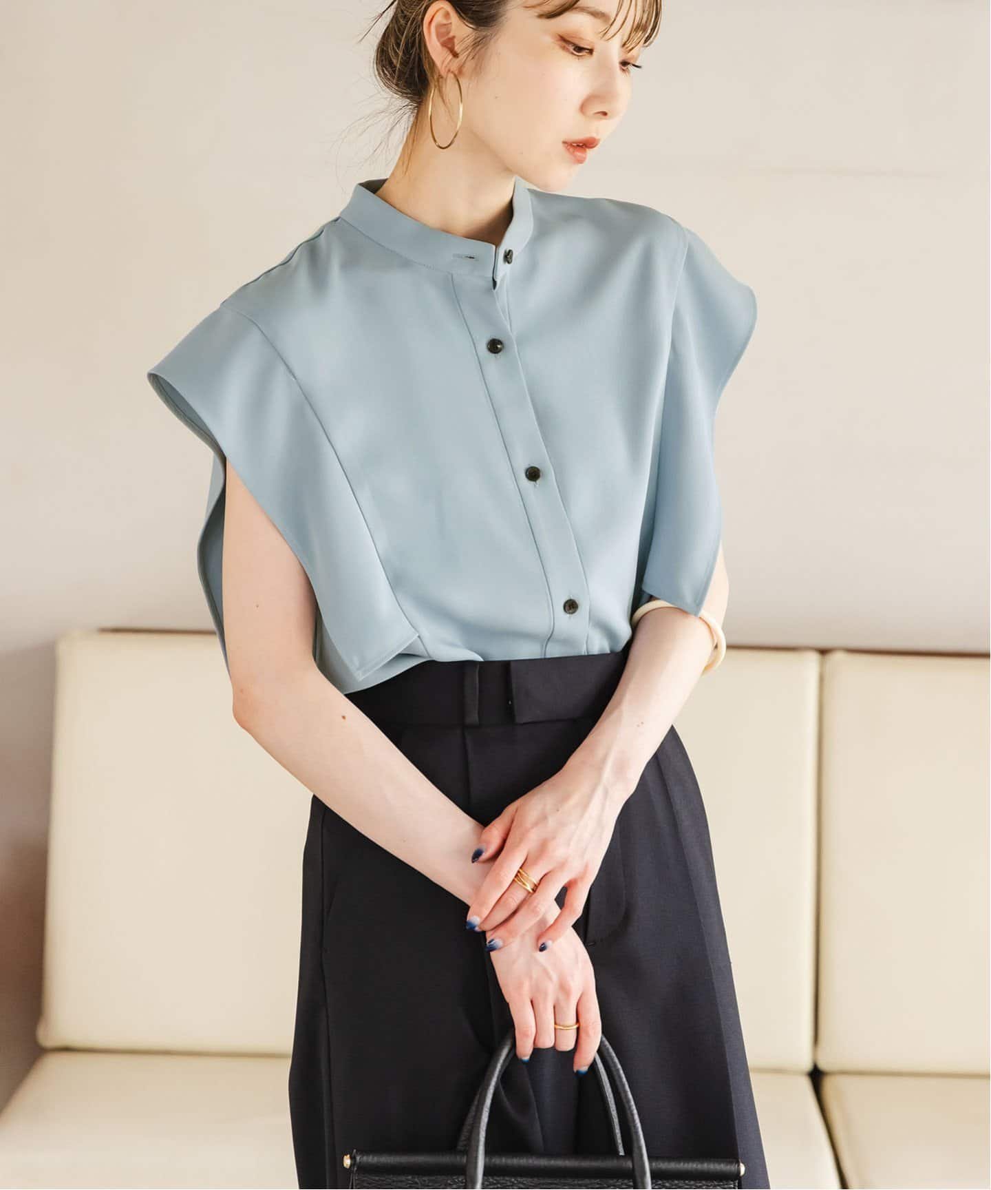 【ノーブル / スピック&スパン/NOBLE / Spick & Span】の《WEB限定追加 》【洗える】スクエアースリーブフロントオープンブラウス2 インテリア・キッズ・メンズ・レディースファッション・服の通販 founy(ファニー) 　ファッション　Fashion　レディースファッション　Ladies' Fashion Online　トップス・カットソー　Tops/Tshirt　シャツ/ブラウス　Shirts/Blouses　洗える　Washable　サックスブルー|ID: prp329100004556568 ipo3291000000032622332