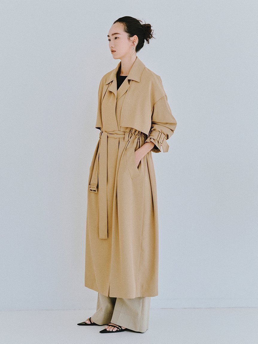 【スタイリング/styling】の【セットアップ対応】ウエストギャザートレンチコート インテリア・キッズ・メンズ・レディースファッション・服の通販 founy(ファニー) 　雑誌掲載アイテム　Magazine Items　ファッション雑誌　Fashion Magazines　バイラ　BAILA　ファッション　Fashion　レディースファッション　Ladies' Fashion Online　アウター　Coat Outerwear　コート　Coats　トレンチコート　Trench Coats　4月号　April Issue　クラシカル　Classical　セットアップ　Set Up　ツイル　Twill　ポケット　Pocket　雑誌　Magazine　BEG[037]|ID: prp329100004556581 ipo3291000000032693301