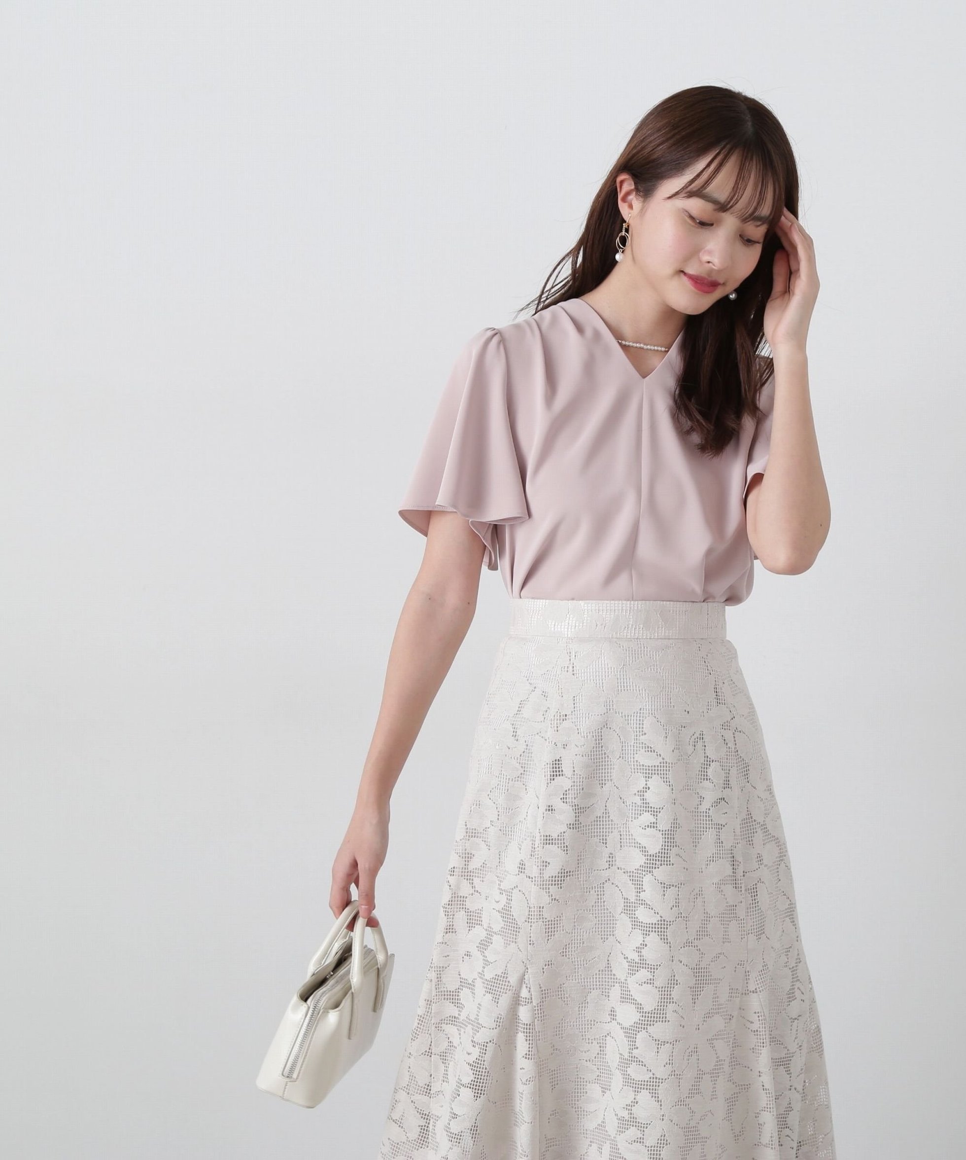 【プロポーション ボディドレッシング/PROPORTION BODY DRESSING】のパールポイントタックブラウス インテリア・キッズ・メンズ・レディースファッション・服の通販 founy(ファニー) 　ファッション　Fashion　レディースファッション　WOMEN　トップス・カットソー　Tops/Tshirt　シャツ/ブラウス　Shirts/Blouses　チェーン　Chain　パール　Pearl　フレア　Flare　エレガント 上品　Elegant　ピンク|ID: prp329100004556596 ipo3291000000032375049