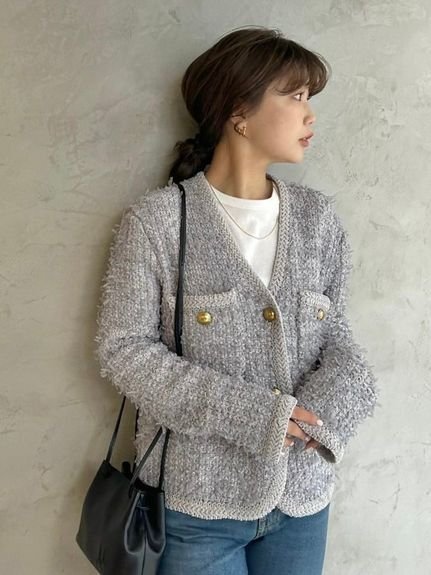 【ミラオーウェン/Mila Owen】のニットツイードショートジャケット インテリア・キッズ・メンズ・レディースファッション・服の通販 founy(ファニー) 　雑誌掲載アイテム　Magazine Items　ファッション雑誌　Fashion Magazines　ストーリィ　STORY　ファッション　Fashion　レディースファッション　Ladies' Fashion Online　アウター　Coat Outerwear　ジャケット　Jackets　エレガント 上品　Elegant　春　Spring　カーディガン　Cardigan　4月号　April Issue　ショート　Short　ジャケット　Jacket　雑誌　Magazine　チュール　Tulle　ツイード　Tweed　トレンド　Trend　人気　Popularity　バランス　Balance　ブレード　Blade　ボトム　Bottom　ポケット　Pocket　ワイド　Wide　GRY[006]|ID: prp329100004556627 ipo3291000000032693321