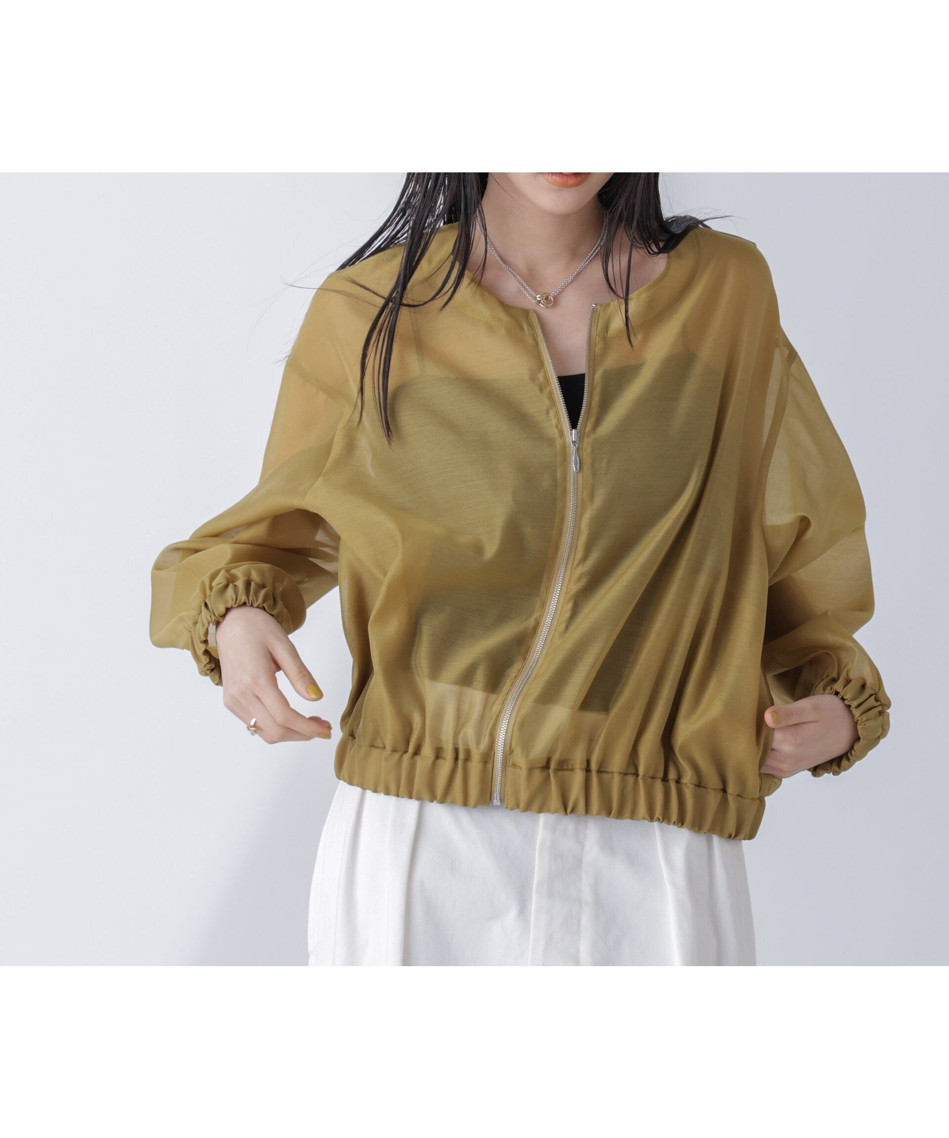 【ナノ ユニバース/nano universe】のシアーブルゾン(セットアップ可) インテリア・キッズ・メンズ・レディースファッション・服の通販 founy(ファニー) 　ファッション　Fashion　レディースファッション　WOMEN　アウター　Coat Outerwear　ブルゾン　Blouson/Jackets　ウォッシャブル　Washable　カーディガン　Cardigan　シアー　Sheer　セットアップ　Set Up　フロント　Front　ロング　Long　マスタード3|ID: prp329100004556640 ipo3291000000032386274