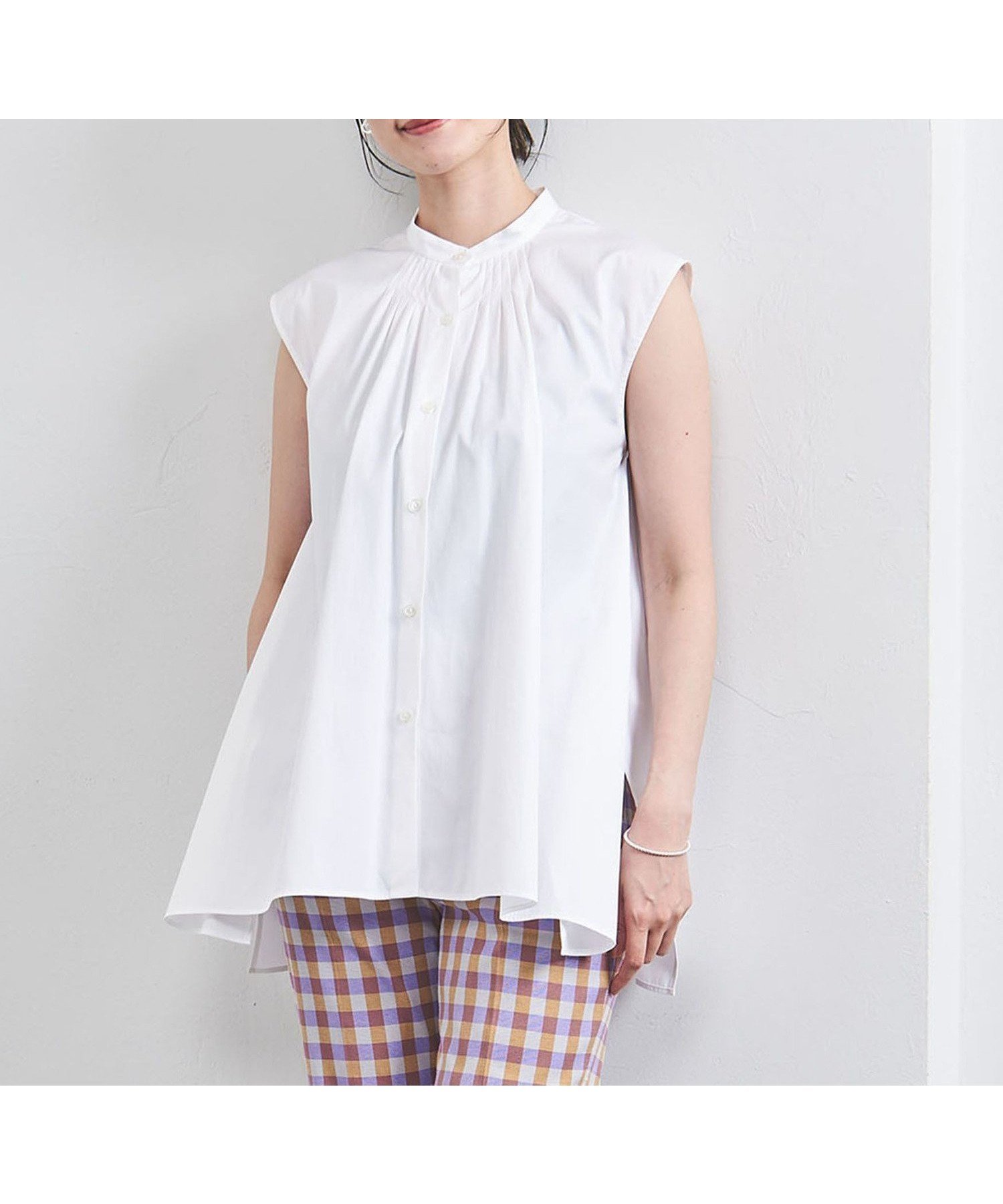 【その他のブランド/Other】のタックフレア ノースリーブ ブラウス 人気、トレンドファッション・服の通販 founy(ファニー) 　ファッション　Fashion　レディースファッション　WOMEN　トップス・カットソー　Tops/Tshirt　キャミソール / ノースリーブ　No Sleeves　シャツ/ブラウス　Shirts/Blouses　おすすめ　Recommend　カッティング　Cutting　コンパクト　Compact　ストライプ　Stripe　ノースリーブ　No Sleeve　フレア　Flare　ブレスレット　Bracelet　ボトム　Bottom　ヨーク　Yoke　ワイド　Wide　エレガント 上品　Elegant　 other-1|ID: prp329100004556654 ipo3291000000032206947