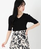 【ストロベリーフィールズ/STRAWBERRY FIELDS】のVネック5分袖リブニット 人気、トレンドファッション・服の通販 founy(ファニー) ファッション Fashion レディースファッション WOMEN トップス・カットソー Tops/Tshirt ニット Knit Tops Vネック V-Neck リブニット Rib Knit thumbnail ブラック2|ID: prp329100004556659 ipo3291000000032360846