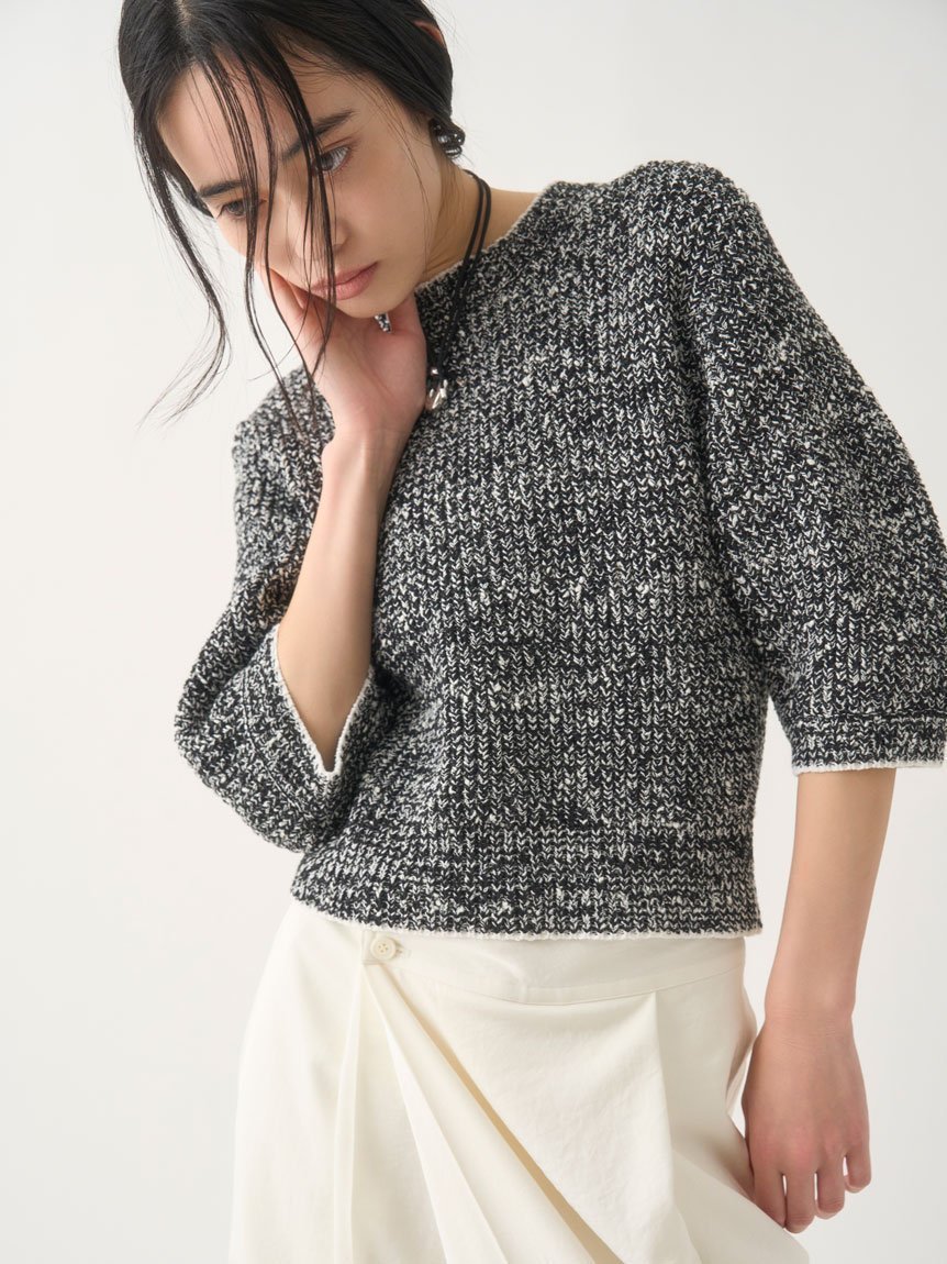 【ミースロエ/MIESROHE】のハーフスリーブチャンキーニット インテリア・キッズ・メンズ・レディースファッション・服の通販 founy(ファニー) 　雑誌掲載アイテム　Magazine Picks & Fashion Features　ファッション雑誌　Fashion Magazines　ヴェリィ　VERY　オッジ　Oggi　ファッション　Fashion　レディースファッション　Fashion for Women　トップス・カットソー　Cut & Sew Tops　ニット　Knit Tops & Sweaters　3月号　March Issue　4月号　April Issue　コンパクト　Compact, Small Size　スリーブ　Sleeve, Long Sleeve / Short Sleeve　ハーフ　Half, Half-Length　春　Spring　畦　Ribbed Knit　雑誌　Magazine, Fashion Magazine　BLK[009]|ID: prp329100004556685 ipo3291000000032714603