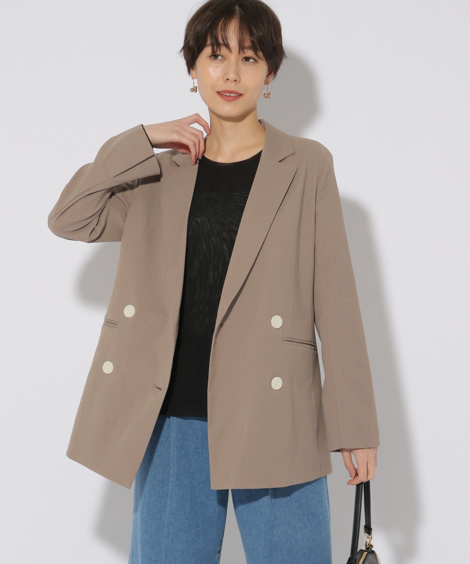 【エルーラ/Elura】のリネン混テーラードジャケット インテリア・キッズ・メンズ・レディースファッション・服の通販 founy(ファニー) 　ファッション　Fashion　レディースファッション　WOMEN　アウター　Coat Outerwear　ジャケット　Jackets　テーラードジャケット　Tailored Jackets　おすすめ　Recommend　カーディガン　Cardigan　ジャケット　Jacket　セットアップ　Set Up　デニム　Denim　ミックス　Mix　リネン　Linen　ワイド　Wide　モカ56|ID: prp329100004556725 ipo3291000000032207651