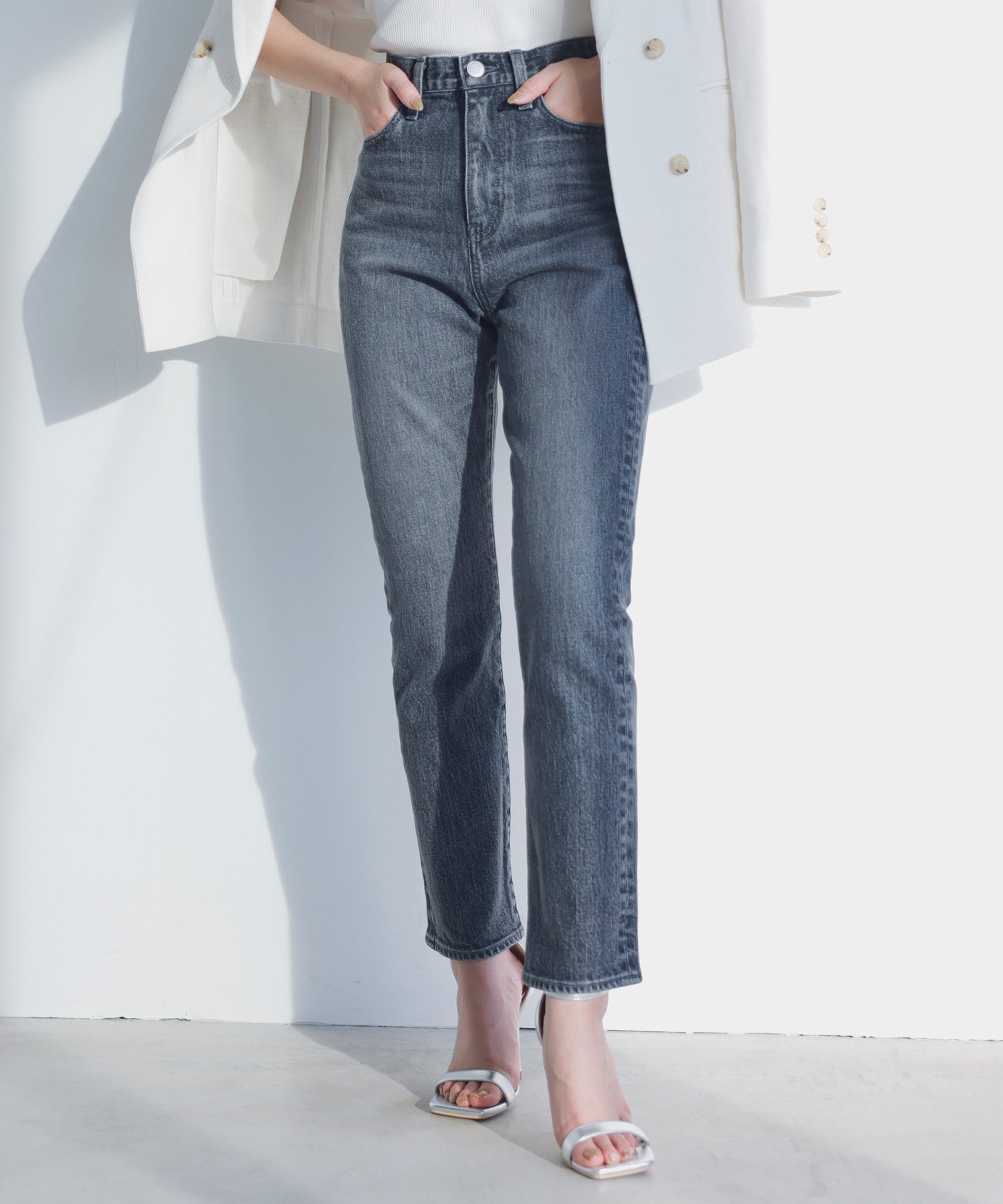 【アニュアンス/anuans】のSlim straight denim インテリア・キッズ・メンズ・レディースファッション・服の通販 founy(ファニー) 　ファッション　Fashion　レディースファッション　Fashion for Women　デニム　Denim, Jeans Material　ベーシック　Basic, Essential　GREY|ID: prp329100004556949 ipo3291000000033258612