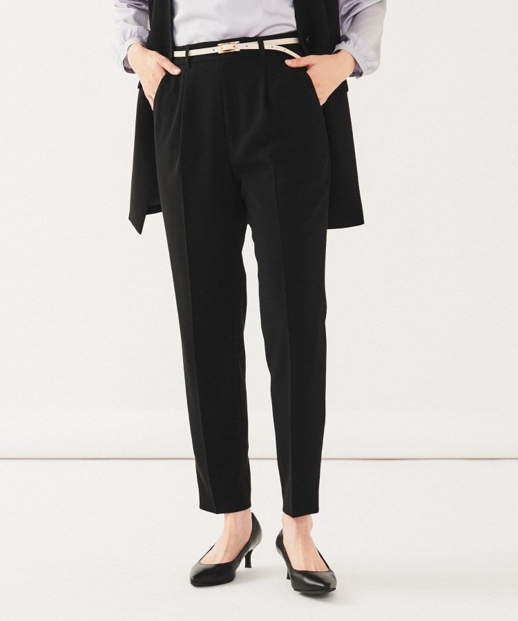 【アンタイトル/UNTITLED】の【通勤スーツ】タックテーパードパンツ 人気、トレンドファッション・服の通販 founy(ファニー) 　ファッション　Fashion　レディースファッション　WOMEN　パンツ　Pants　スーツ　Suits　スーツパンツ　Pantsuit　ストレッチ　Stretch　スーツ　Suit　セットアップ　Set Up　ダブル　Double　ドレープ　Drape　ポケット　Pocket　定番　Standard　ビジネス 仕事 通勤　Business　 other-1|ID: prp329100004556978 ipo3291000000032289502