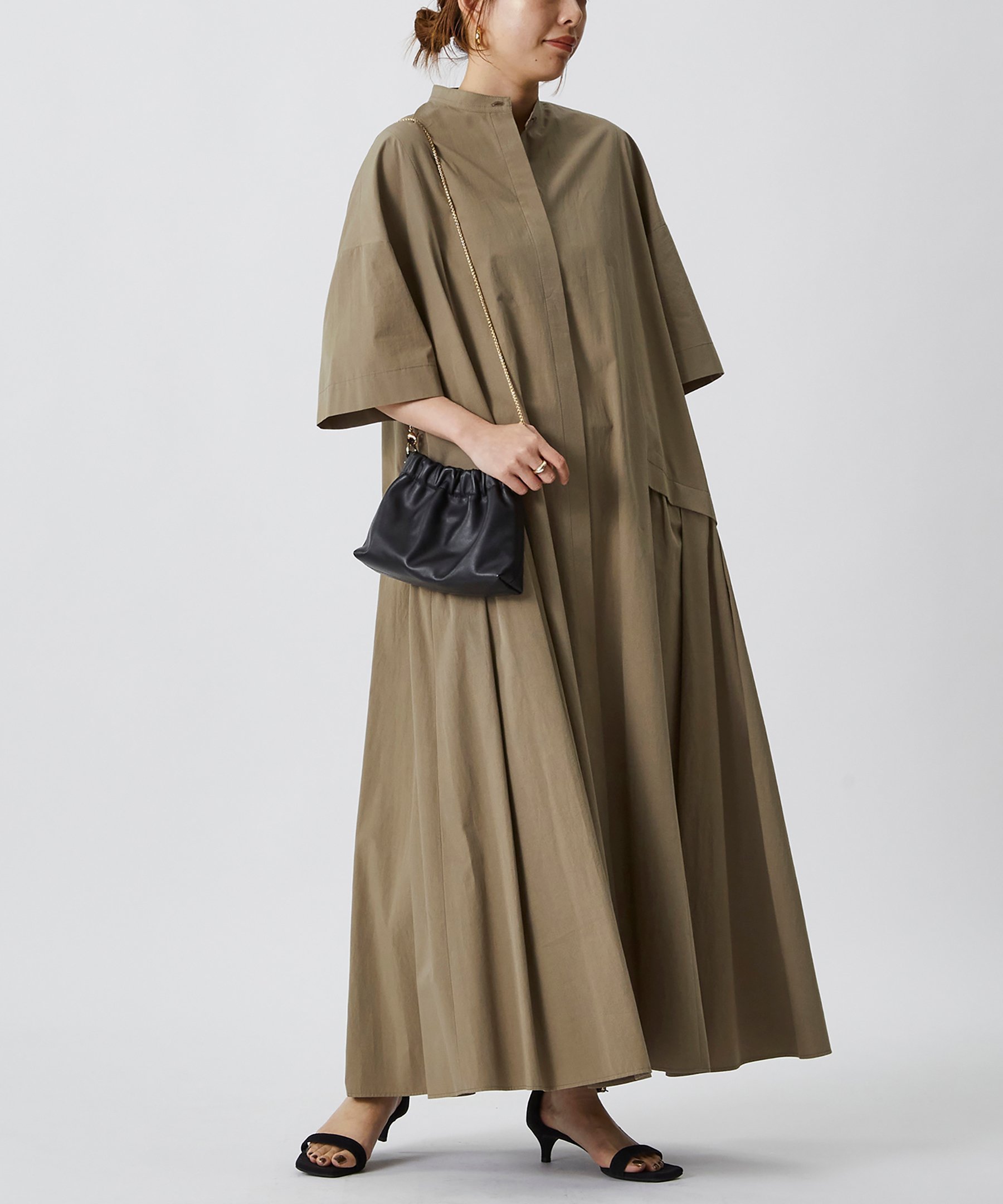 【その他のブランド/Other】のタイプライターワンピース インテリア・キッズ・メンズ・レディースファッション・服の通販 founy(ファニー) 　ファッション　Fashion　メンズファッション　Fashion for Men　ギャザー　Gathered, Ruffled　タイプライター　Typewriter Fabric, Crisp Cotton　タンブラー　Tumbler, Travel Mug　半袖　Short Sleeve, Half Sleeve　Khaki|ID: prp329100004557035 ipo3291000000032750254