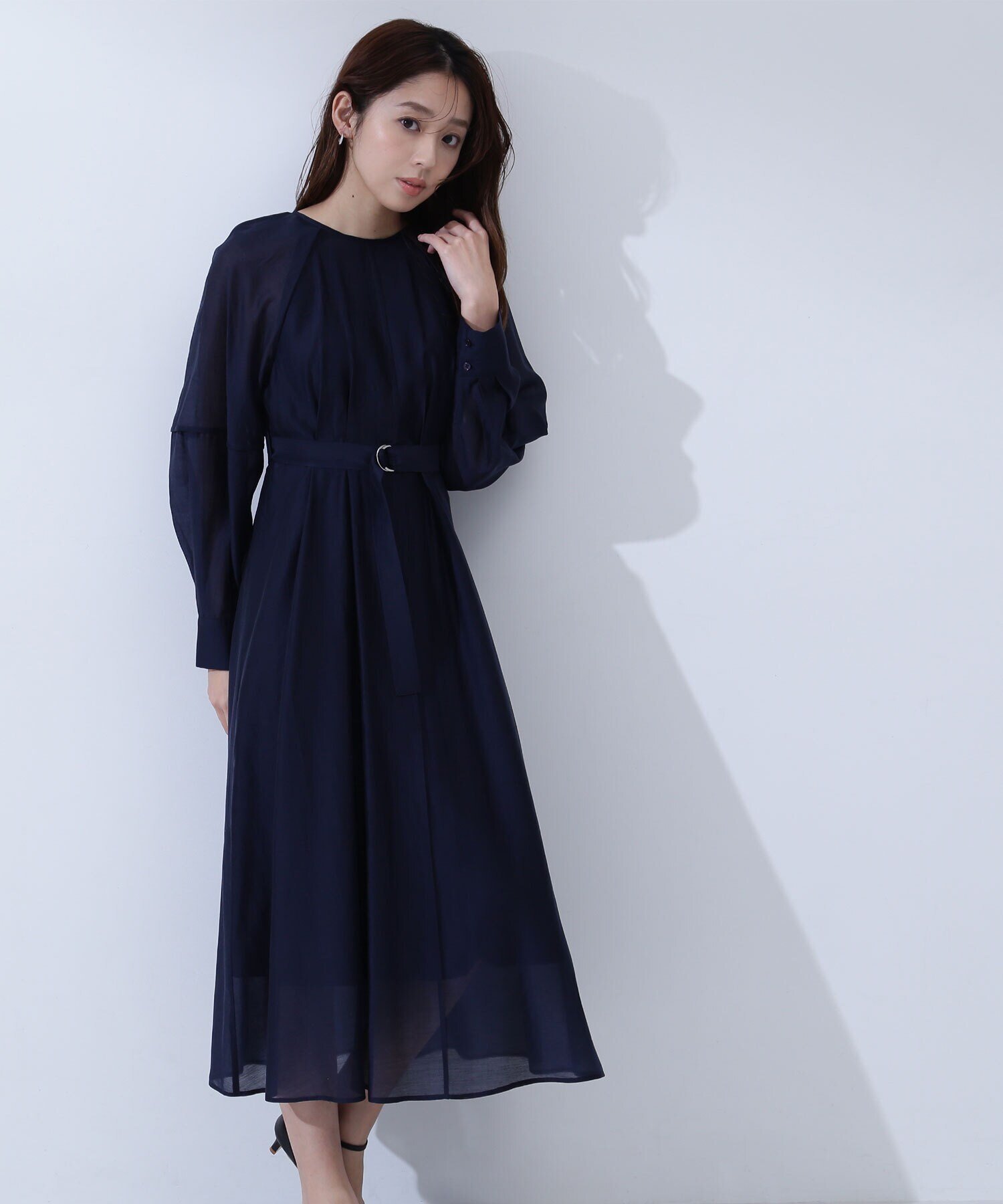 【ナチュラル ビューティー ベーシック/NATURAL BEAUTY BASIC】のベルテッドフォルムシアーワンピース インテリア・キッズ・メンズ・レディースファッション・服の通販 founy(ファニー) 　雑誌掲載アイテム　Magazine Items　ファッション雑誌　Fashion Magazines　オッジ　Oggi　ファッション　Fashion　レディースファッション　Ladies' Fashion Online　ワンピース　Dress　シアー　Sheer　トレンド　Trend　エレガント 上品　Elegant　雑誌　Magazine　ネイビー|ID: prp329100004557185 ipo3291000000032643227