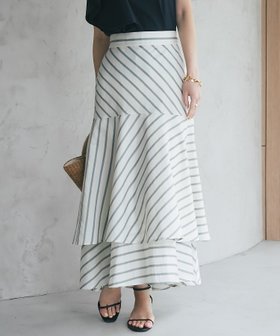 【ラブティックボンボン/La boutique BonBon】の【美シルエット】ストライプティアードスカート 人気、トレンドファッション・服の通販 founy(ファニー) ファッション Fashion レディースファッション Ladies' Fashion Online スカート Skirt ティアードスカート Tiered Skirts クロップド Cropped コンパクト Compact ストライプ Stripe ティアードスカート Tiered Skirt フェミニン Feminine フレア Flare ポケット Pocket おすすめ Recommend 夏 Summer エレガント 上品 Elegant |ID:prp329100004557228