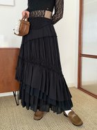 【リリーブラウン/Lily Brown】の【WEB限定00サイズ】アシンメトリーティアードスカート BLK[009]|ID: prp329100004557254 ipo3291000000032711976