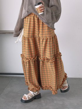 【エヘカソポ/ehka sopo】のチェックティアードスカート 人気、トレンドファッション・服の通販 founy(ファニー) ファッション Fashion レディースファッション WOMEN スカート Skirt ティアードスカート Tiered Skirts おすすめ Recommend チェック Check ティアード Tiered バランス Balance フィット Fit 無地 Plain Color |ID:prp329100004557257