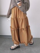 【エヘカソポ/ehka sopo】のチェックティアードスカート 人気、トレンドファッション・服の通販 founy(ファニー) ファッション Fashion レディースファッション WOMEN スカート Skirt ティアードスカート Tiered Skirts おすすめ Recommend チェック Check ティアード Tiered バランス Balance フィット Fit 無地 Plain Color thumbnail オレンジ|ID: prp329100004557257 ipo3291000000032314450