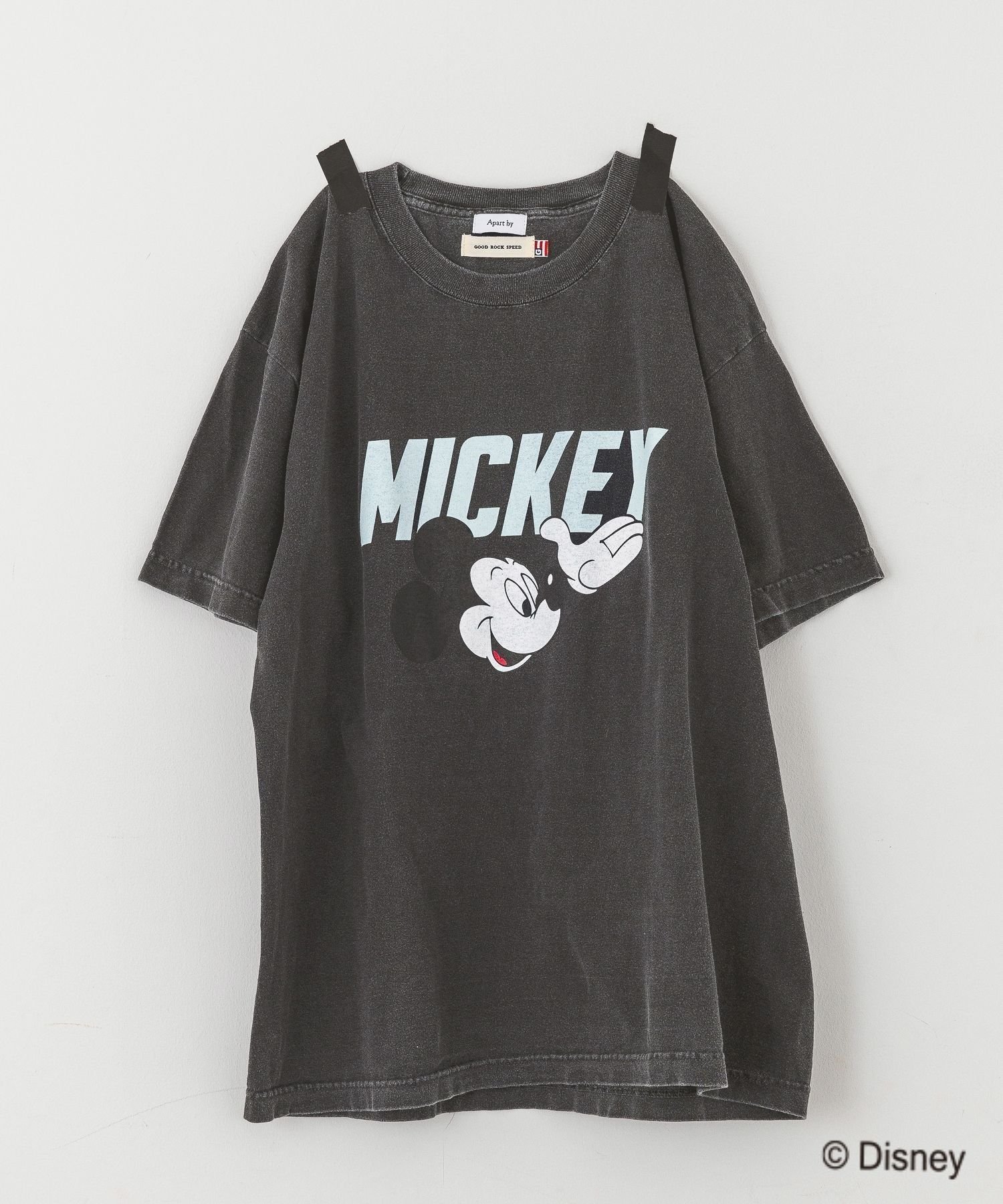 【アパートバイローリーズ/apart by lowrys】の【別注】GOOD ROCK SPEED_BIGロゴ MICKEY MOUSE TEE インテリア・キッズ・メンズ・レディースファッション・服の通販 founy(ファニー) 　ファッション　Fashion　レディースファッション　Fashion for Women　カットソー　Cut and Sewn Top　デニム　Denim, Jeans Material　フレア　Flare, Flared　ユーズド　Used, Vintage-Look　別注　Limited Edition, Custom Order　グレー18|ID: prp329100004557352 ipo3291000000033550758