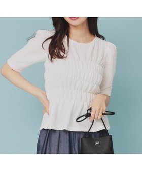 【インデックス/INDEX】のシャーリングペプラムトップス【洗濯機洗い可】 人気、トレンドファッション・服の通販 founy(ファニー) ファッション Fashion レディースファッション WOMEN トップス・カットソー Tops/Tshirt おすすめ Recommend コンパクト Compact シャーリング Shirring ジャカード Jacquard ストレッチ Stretch タイトスカート Tight Skirt デニム Denim フェミニン Feminine ペプラム Peplum ランダム Random 半袖 Short Sleeve 夏 Summer |ID:prp329100004557385