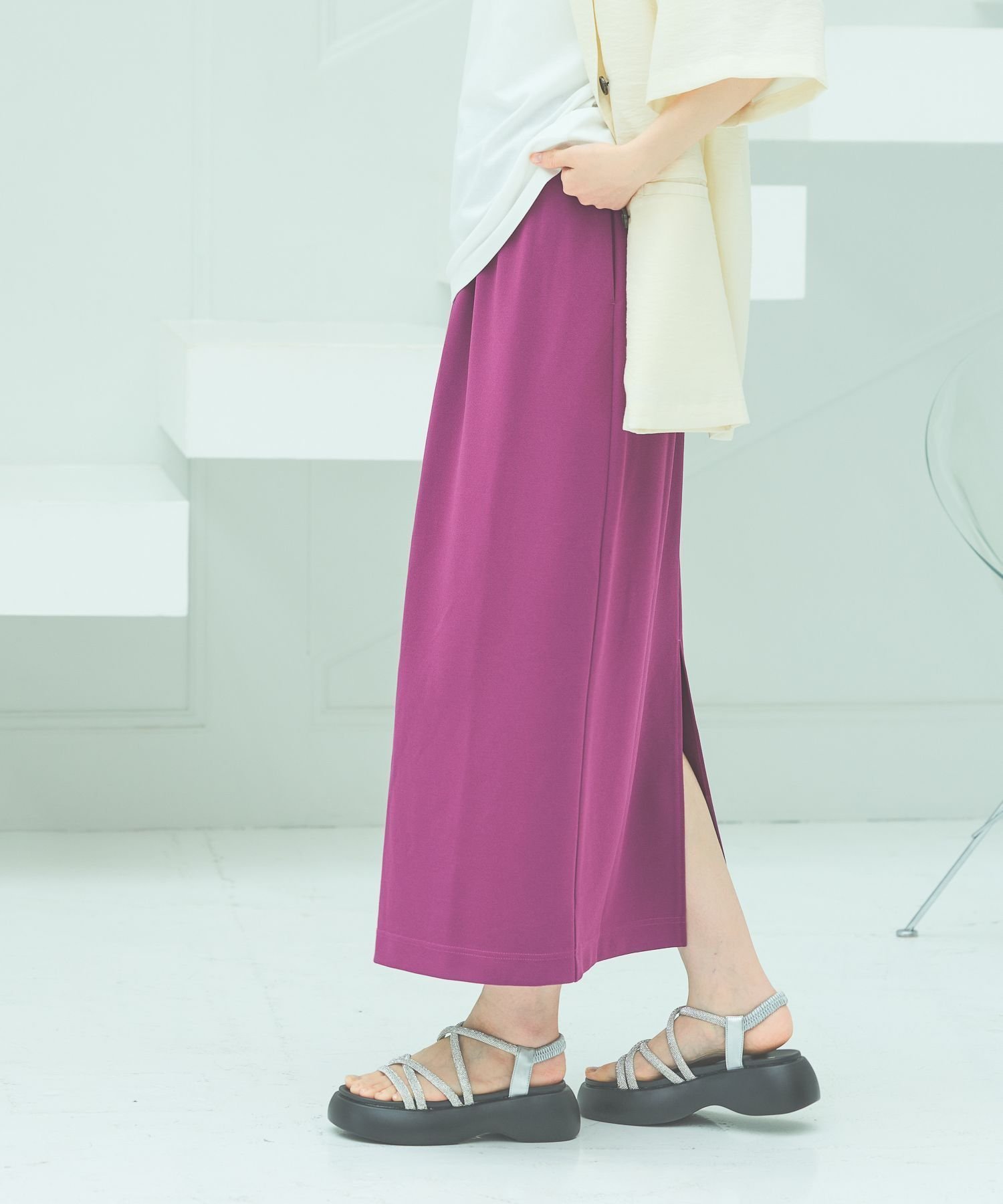 【ラコレ/LAKOLE】の選べる着丈 ジョーゼットナロースカート インテリア・キッズ・メンズ・レディースファッション・服の通販 founy(ファニー) 　ファッション　Fashion　レディースファッション　WOMEN　スカート　Skirt　ジョーゼット　Georgette　スリット　Slit　エレガント 上品　Elegant　ピンク|ID: prp329100004557401 ipo3291000000032355691
