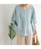 【アーバンリサーチ ドアーズ/URBAN RESEARCH DOORS】のリネンギャザースリーブVネックブラウス BLUE|ID: prp329100004557432 ipo3291000000032595161