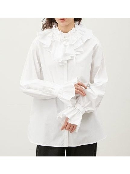 【ミラオーウェン/Mila Owen】のデタッチャブルラッフルブラウス【手洗い可能】 人気、トレンドファッション・服の通販 founy(ファニー) 　雑誌掲載アイテム　Magazine Items　ファッション雑誌　Fashion Magazines　ストーリィ　STORY　ビジンヒャッカ　美人百花　アンドガール　andGIRL　ファッション　Fashion　レディースファッション　Ladies' Fashion Online　トップス・カットソー　Tops/Tshirt　シャツ/ブラウス　Shirts/Blouses　5月号　May Issue　カフス　Cuffs　ギャザー　Gather　3月号　March Issue　4月号　April Issue　シンプル　Simple　スタンド　Stand　ストライプ　Stripe　雑誌　Magazine　ダブル　Double　定番　Standard　フリル　Frills　フロント　Front　ボトム　Bottom　ラッフル　Raffle　ループ　Loop　 other-1|ID: prp329100004557442 ipo3291000000032700559